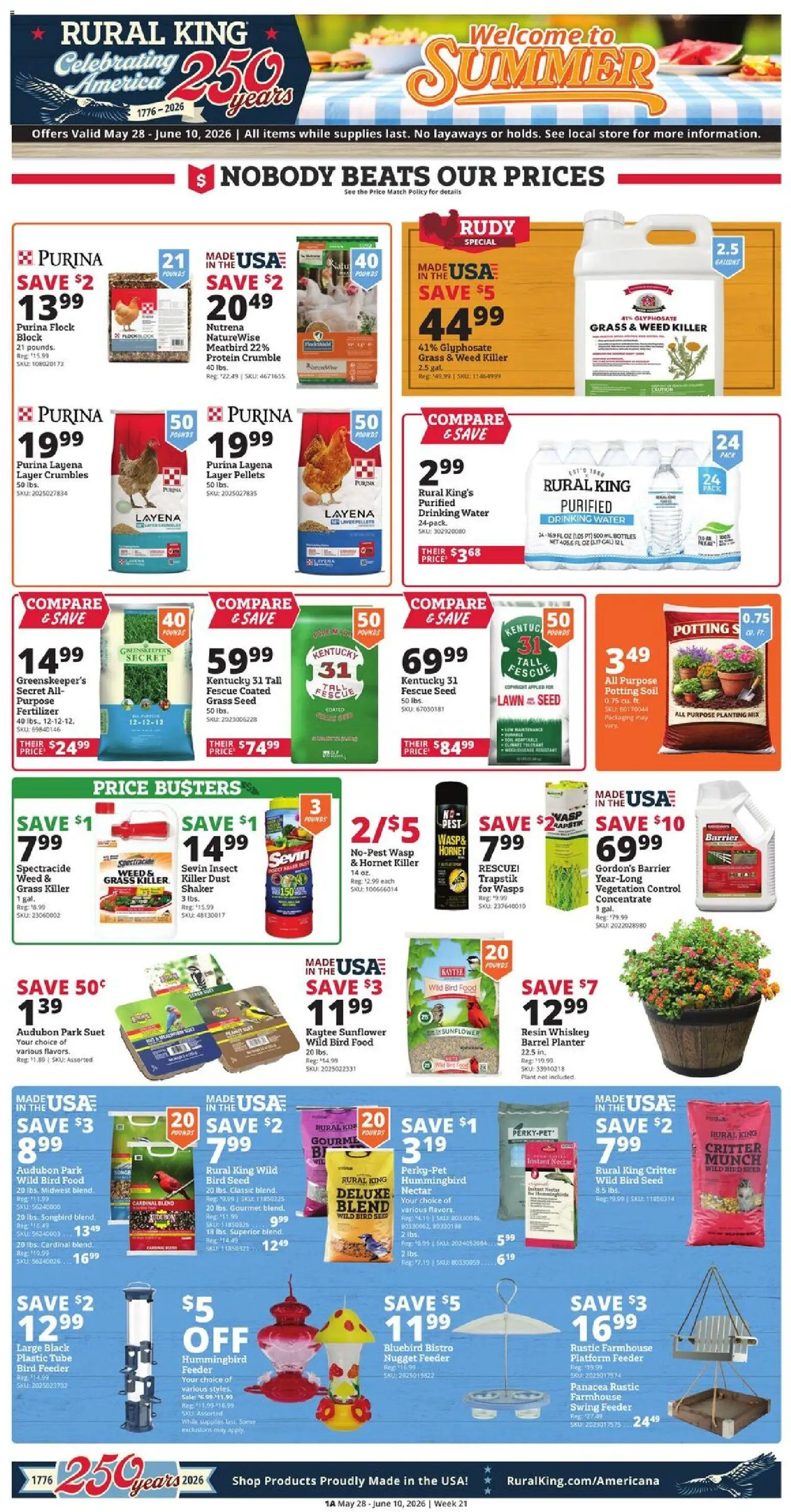 Rural King Weekly Ad - valid from 28.05.2026 | Page: 1 | Products: Whiskey, Water