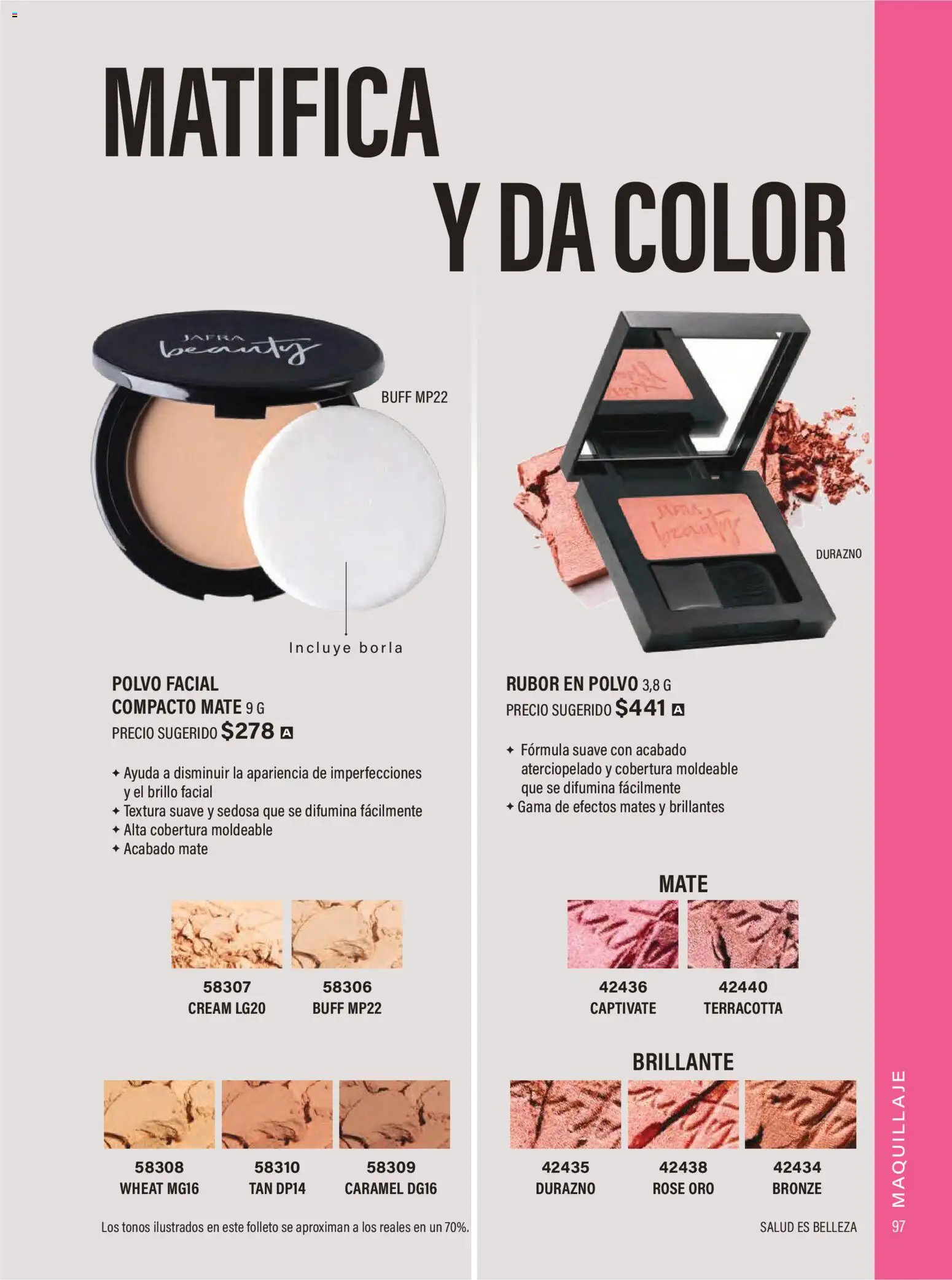 Nuevas ofertas de JAFRA válidas en toda la República Mexicana desde el 01.02.2026. ¡Encuentra las mejores ofertas en JAFRA catálogo Organizador de Ventas! | Página: 95 | Productos: Durazno, Mate, Maquillaje, Polvo