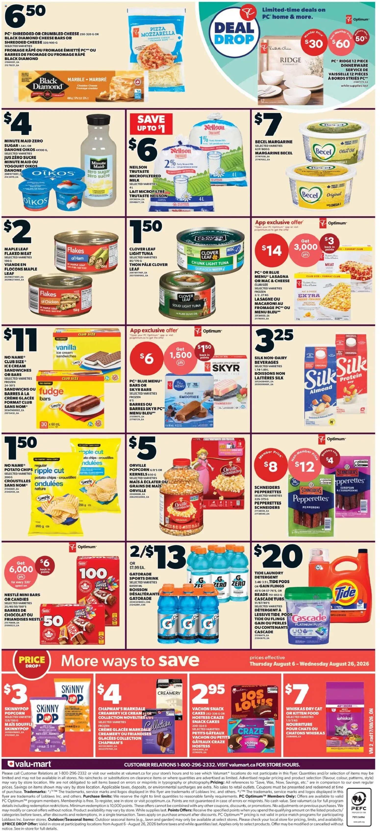 Valu Mart flyer valid from Aug 20, 2026 | Page: 2 | Products: PC, Sports drink, Meat, Ham