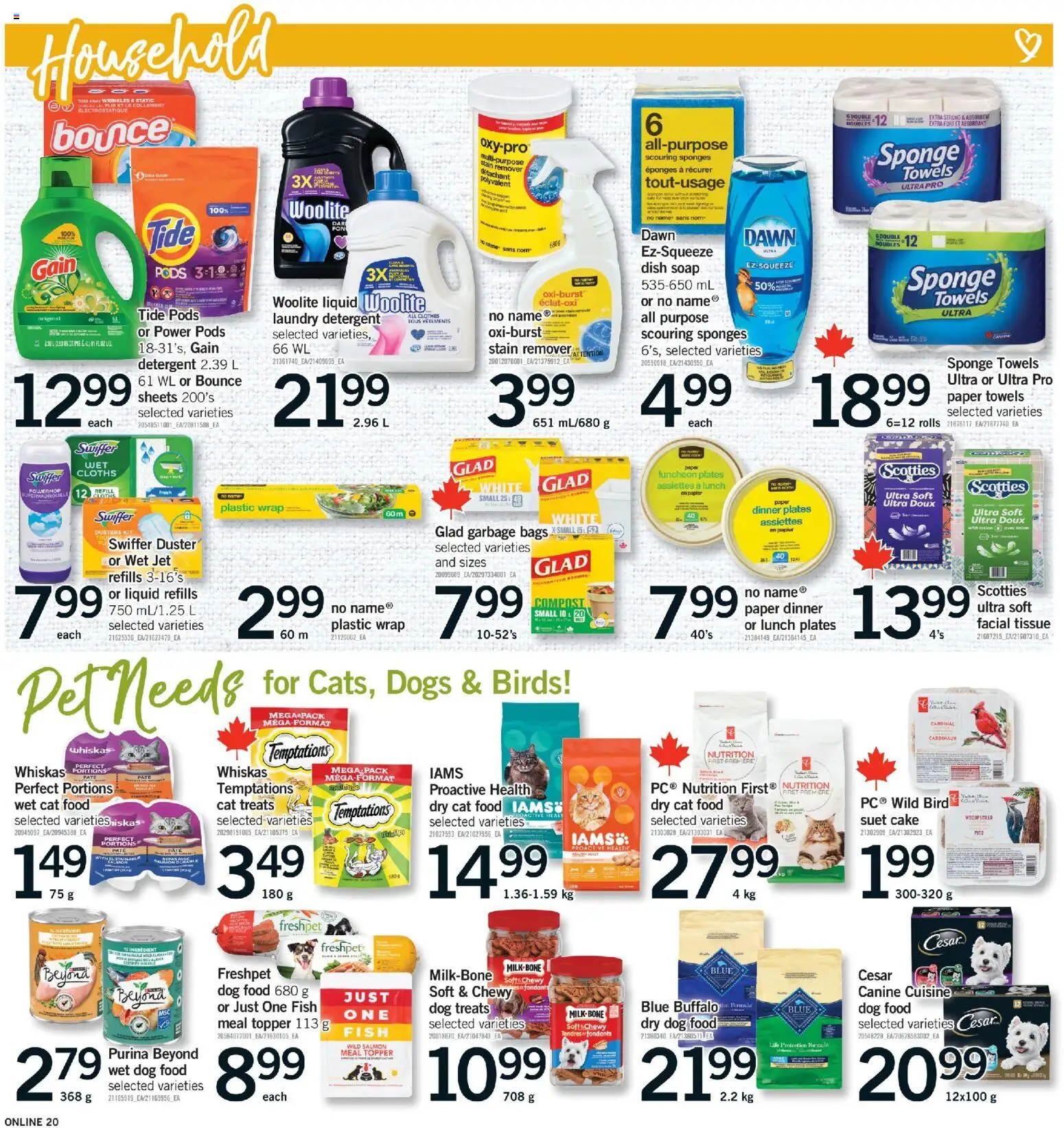 Fortinos flyer valid from Jul 16, 2026 | Page: 19 | Products: Garbage bags, Sponge, Dog food, Cake