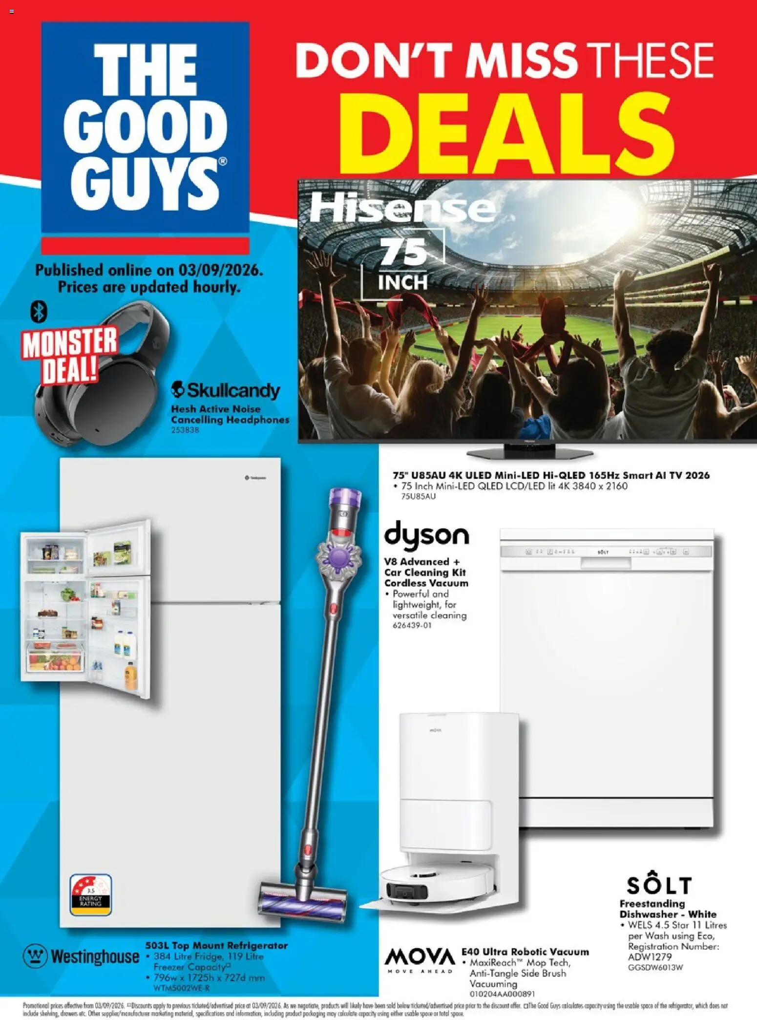 The Good Guys catalogue - valid from 03/09/2026 | Page: 1 | Products: Mop, Tv, Refrigerator, Dishwasher
