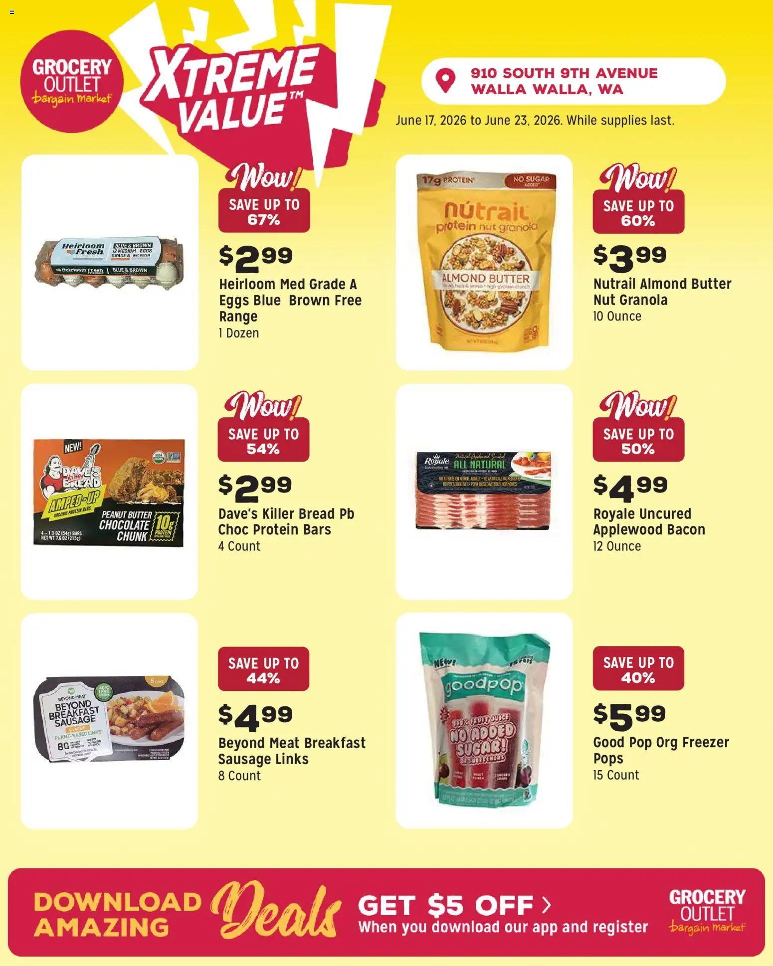 Grocery Outlet Weekly Ad - WA - valid from 17.06.2026 | Page: 6 | Products: Eggs, Chocolate, Pork, Sugar