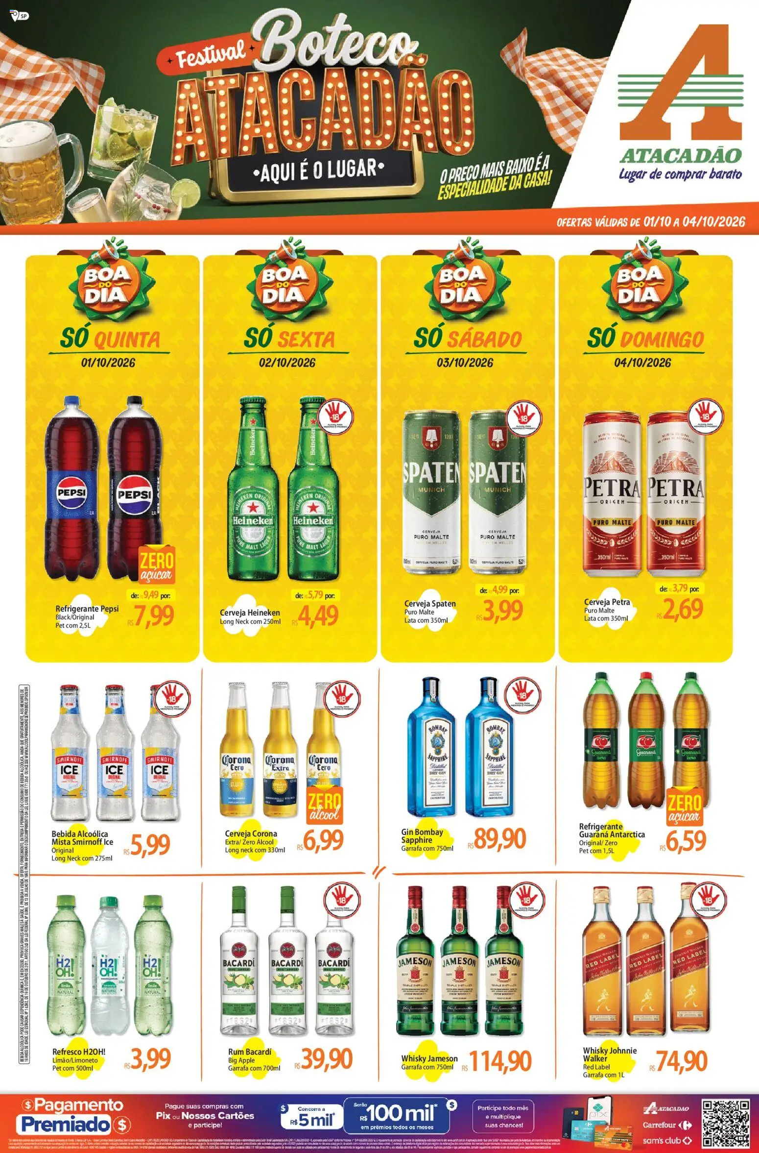 Atacadão Folheto - válido de 01/10/2026 | Página: 1 | Produtos: Whisky, Gin, Whisky Jameson, Bebida