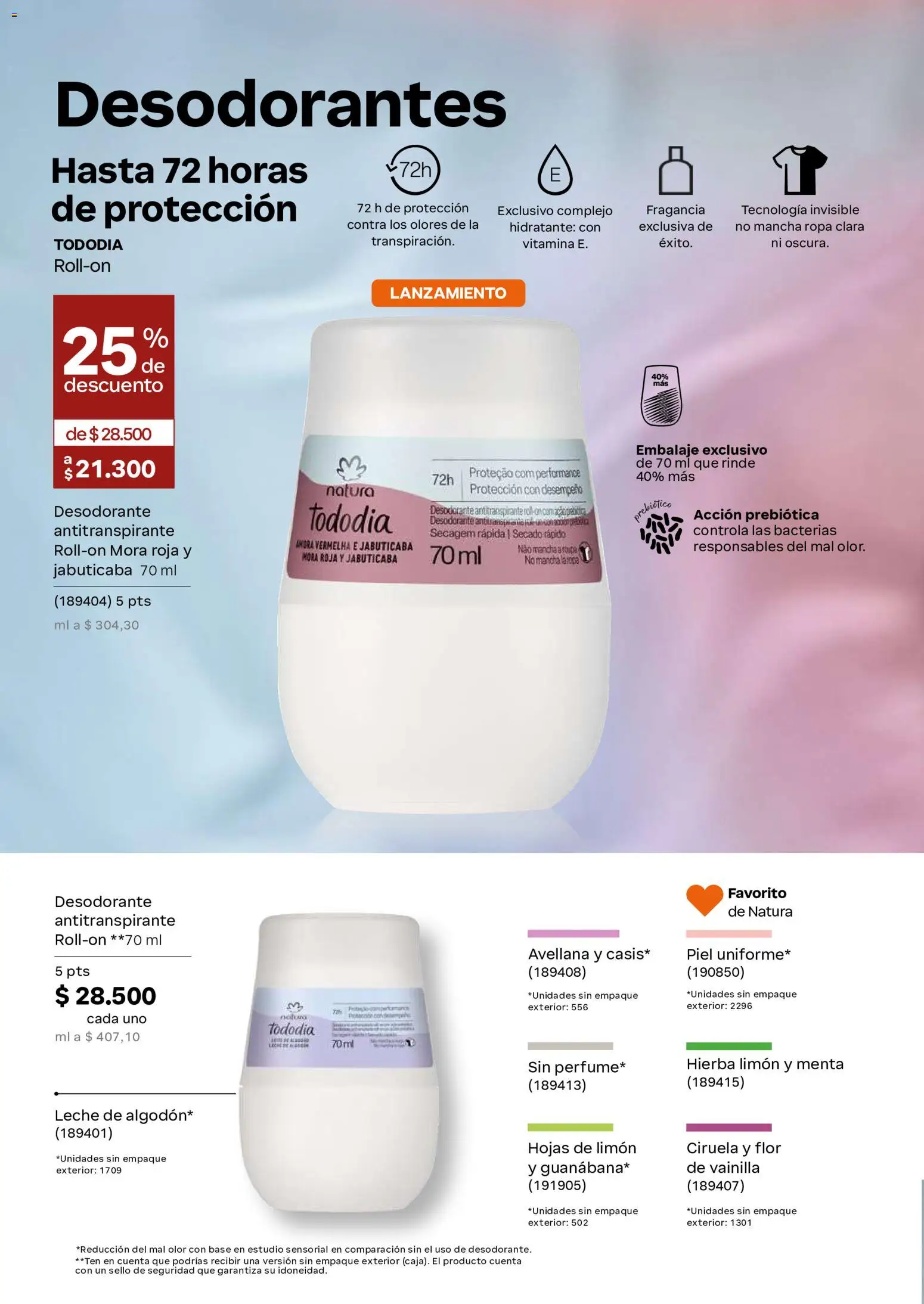 Natura revista - valida desde el 23/09/2026 | Página: 151 | Productos: Limón, Vainilla, Mora, Desodorante