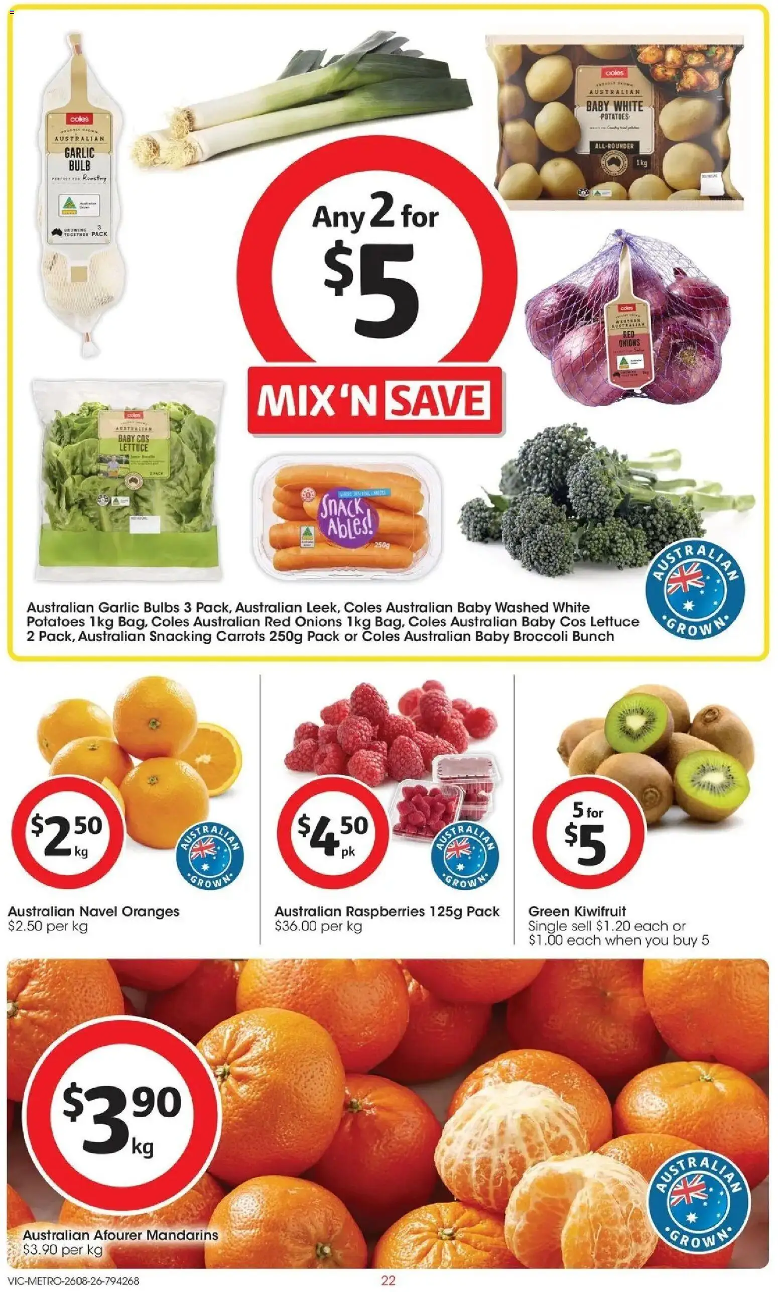 ﻿Coles catalogue valid from 26/08/2026 > Online Australia | Page: 22 | Products: Lettuce, Carrots, Potatoes, Bulb