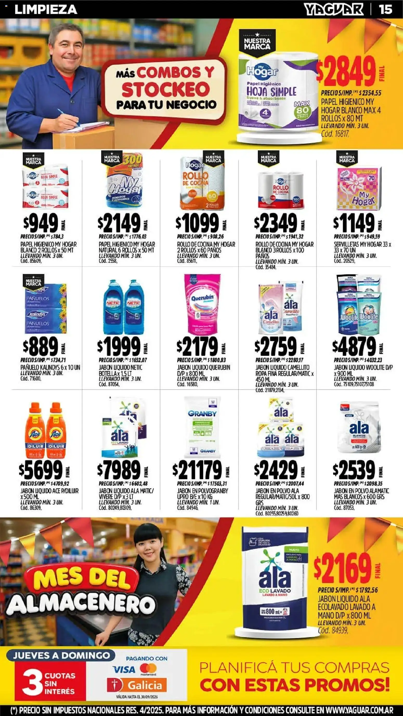 Yaguar - Oferta Semanal Mar del Plata │ válido desde el 21/09/2026 | Página: 15 | Productos: Papel higiénico, Cocina, Jabón líquido, Jabón en polvo