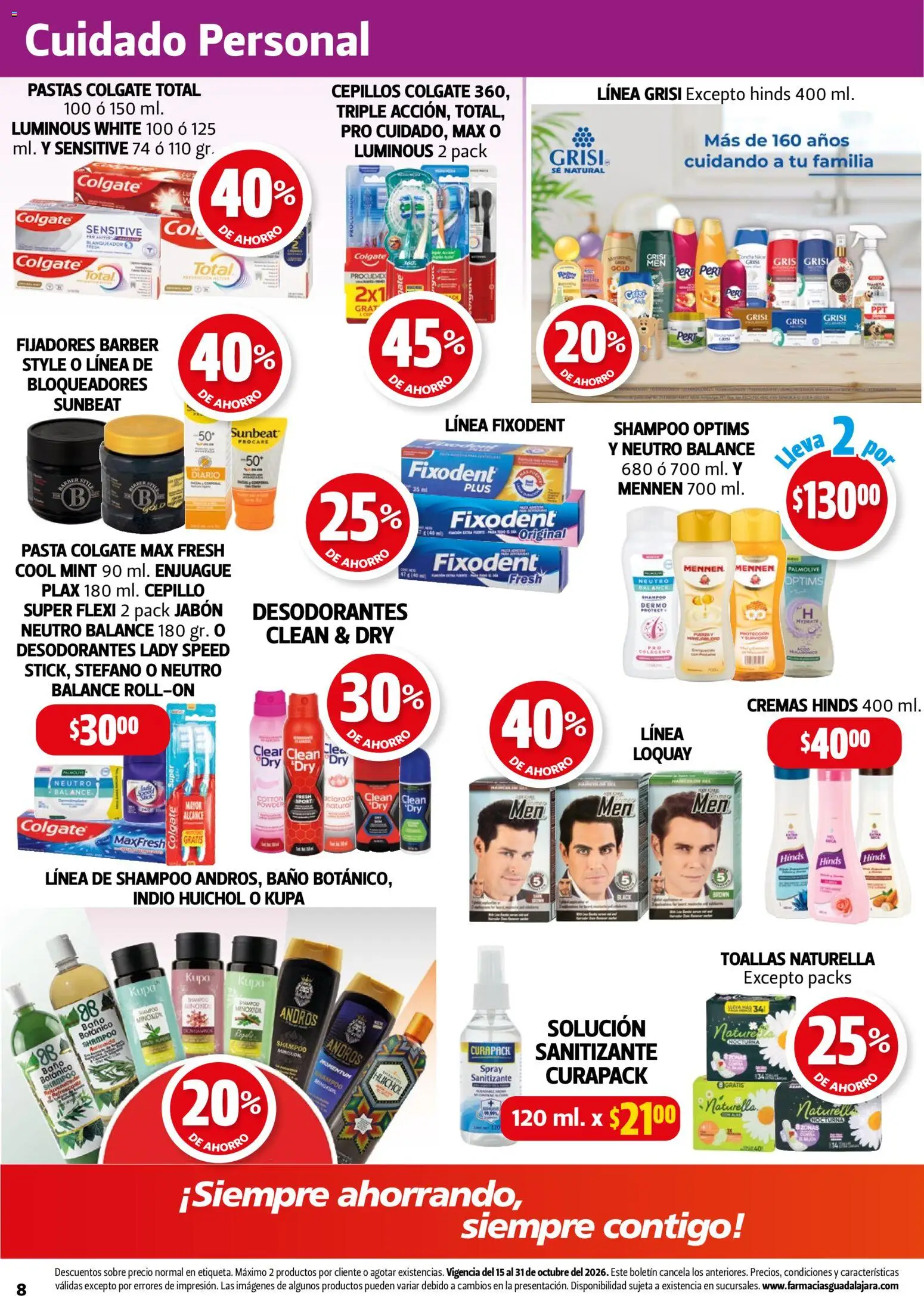 Nuevas ofertas de Farmacia Guadalajara válidas en toda la República Mexicana desde el 15/10/2026. ¡Encuentra las mejores ofertas en Farmacia Guadalajara catálogo! | Página: 8