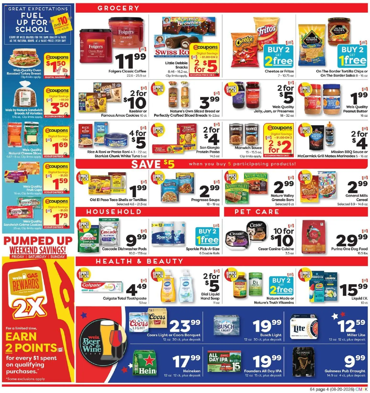 Weis Weekly Circular - NY - valid from 08/20/2026 | Page: 4 | Products: Coffee, Preserves, Cookies, Sauce