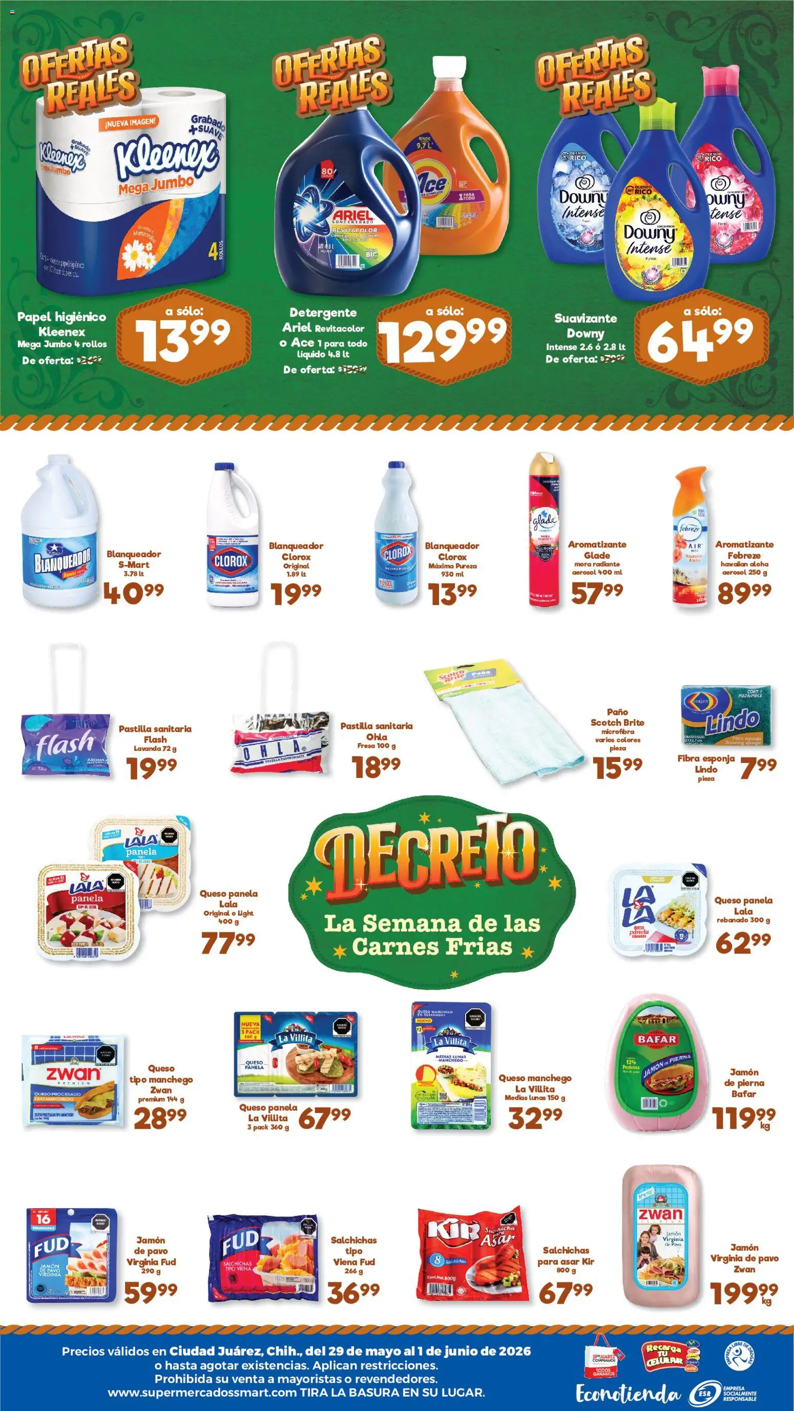 Nuevas ofertas de S-Mart válidas en toda la República Mexicana desde el 29.05.2026. ¡Encuentra las mejores ofertas en S-Mart folleto Ofertas de feria Juárez! | Página: 2 | Productos: Fresa, Leche, Queso, Jamón