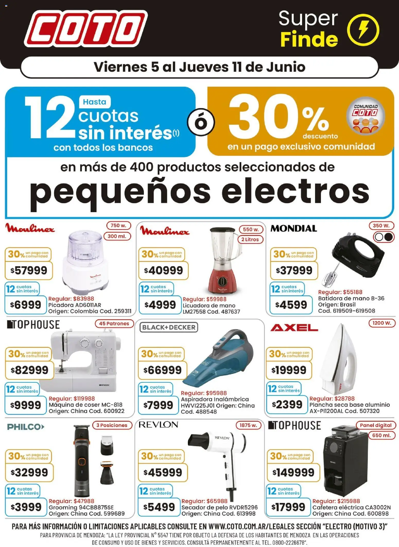 Coto - Electro Motivo B │ válido desde el 05.06.2026 | Página: 1 | Productos: Aspiradora, Máquina de coser, Plancha, Licuadora