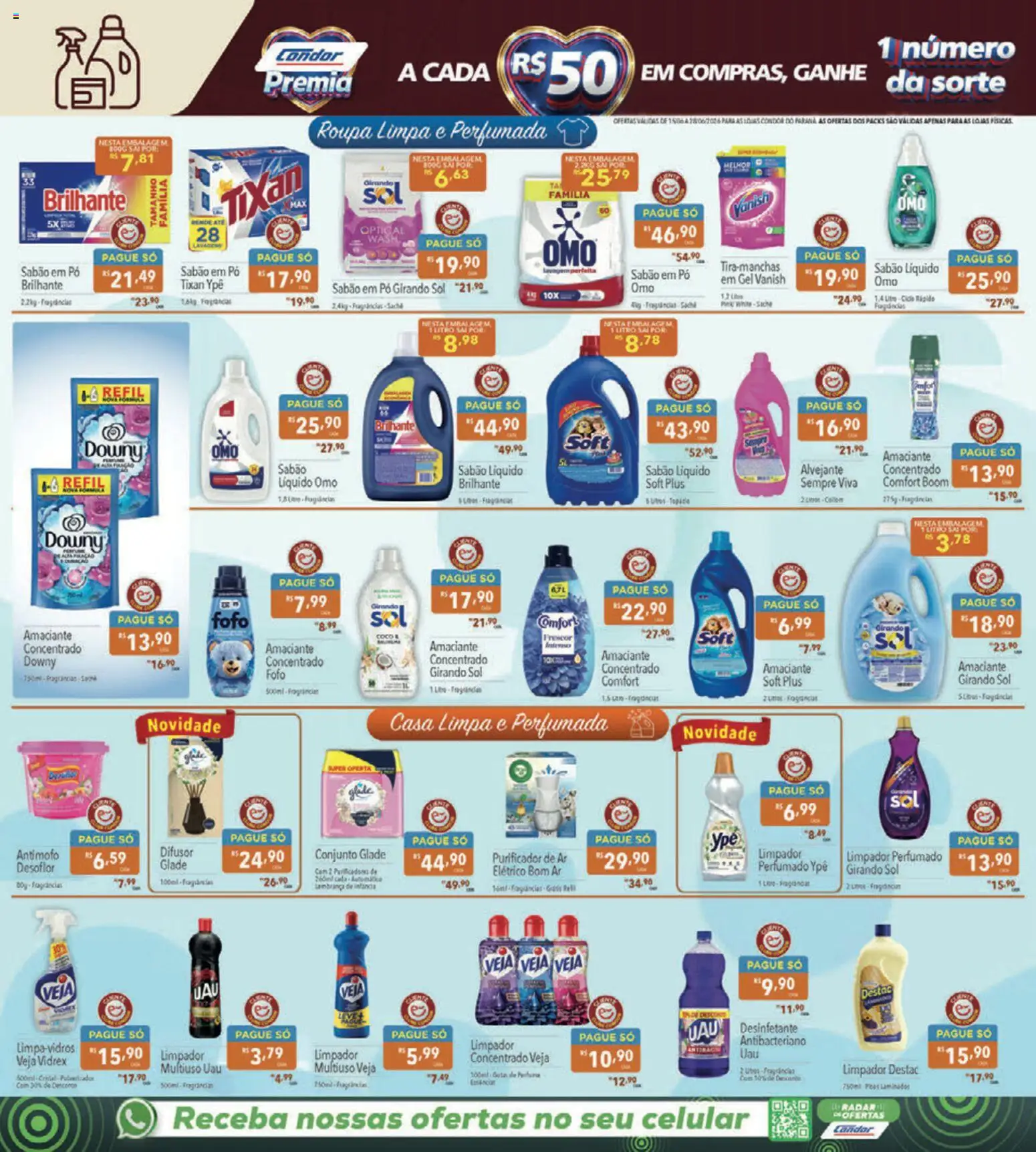 Supermercados Condor Folheto - válido de 15.06.2026 | Página: 22 | Produtos: Difusor, Purificador de ar, Celular, Desinfetante