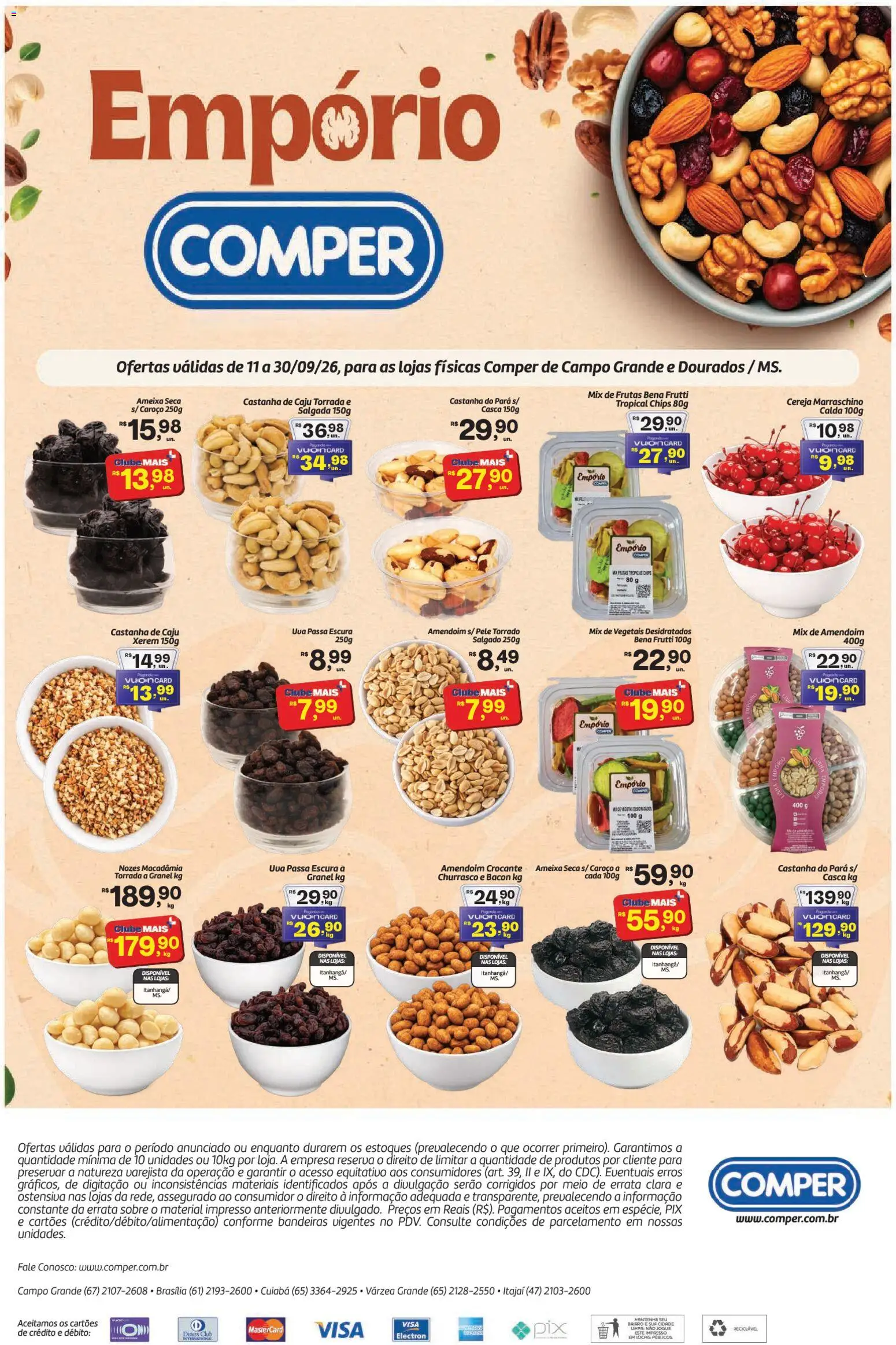 Comper Folheto - válido de 11/09/2026 | Página: 1 | Produtos: Macadâmia, Castanha de caju, Nozes, Bacon