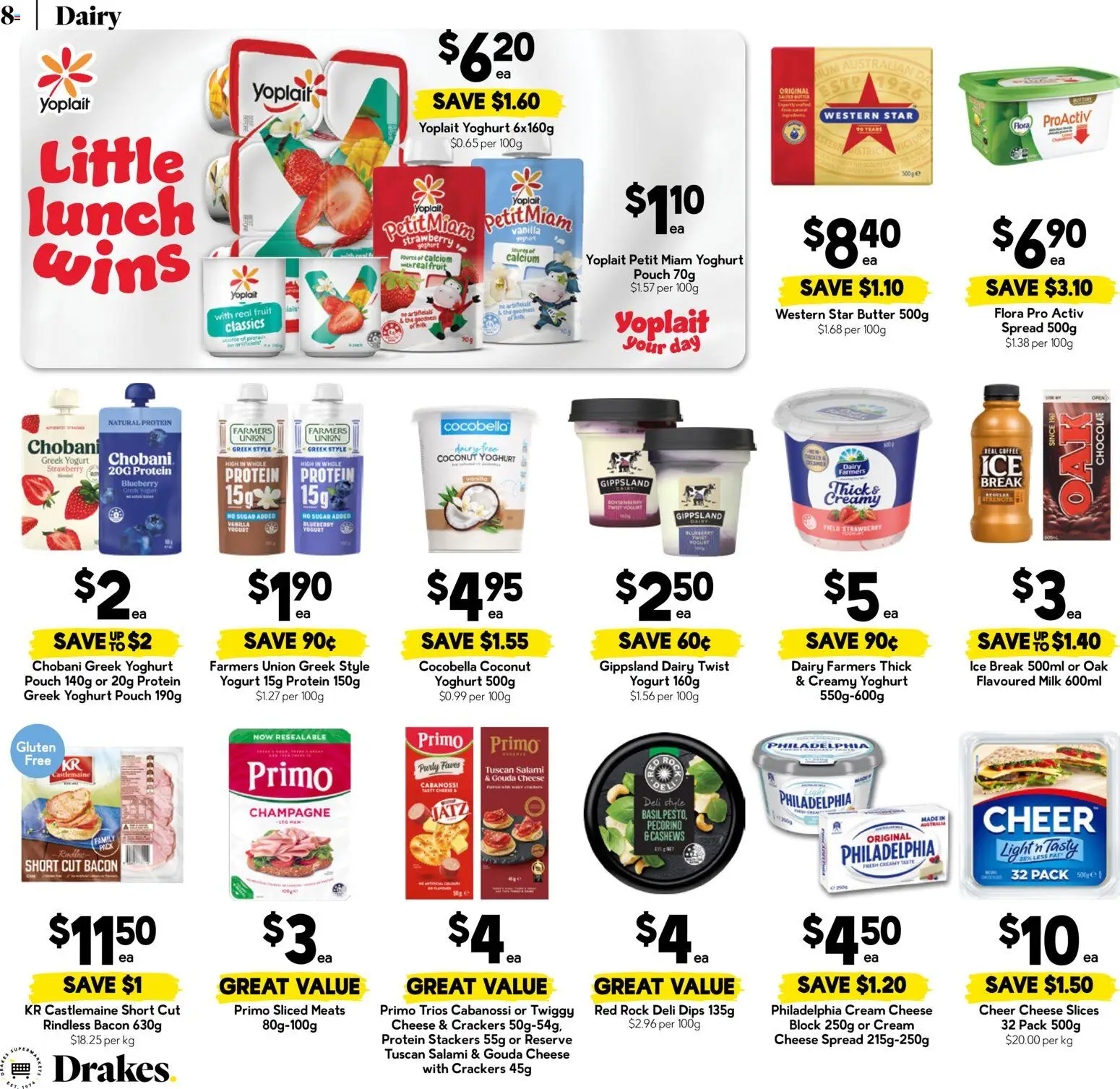 Drakes catalogue - valid from 30/09/2026 | Page: 8 | Products: Yogurt, Crackers, Milk, Greek yogurt