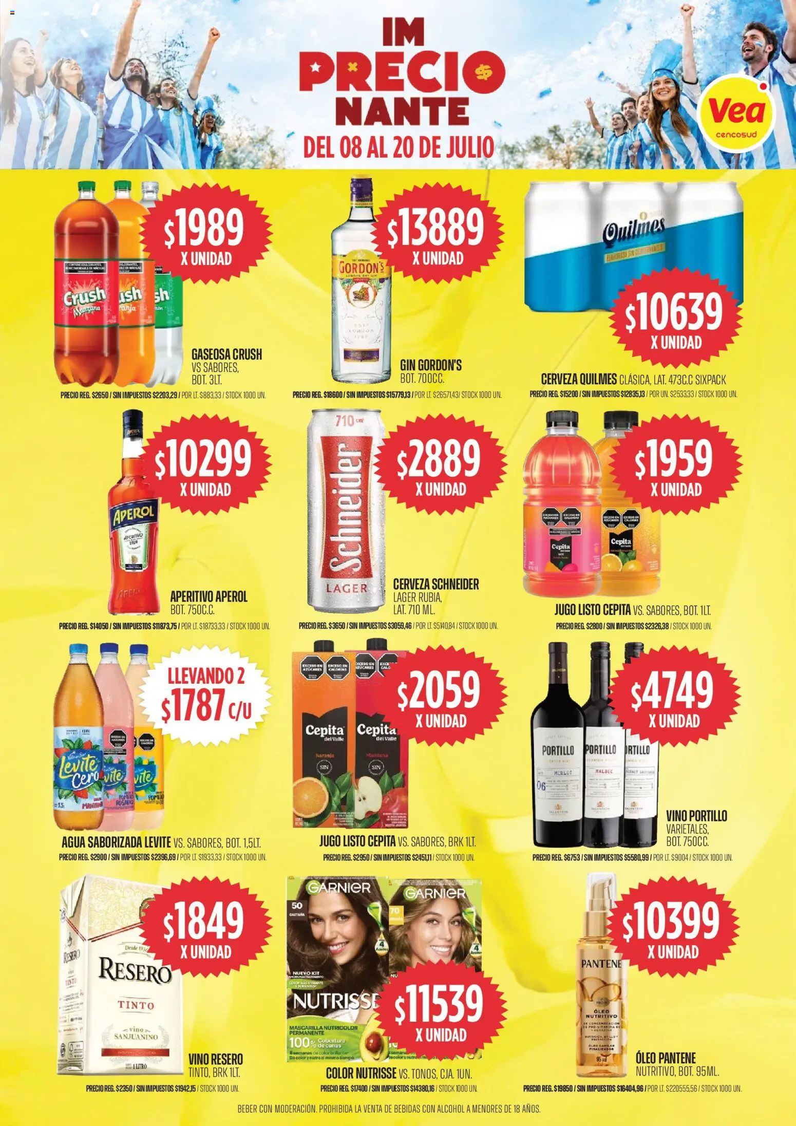 Vea - Volante imPRECIOnante NOA │ válido desde el 08/07/2026 | Página: 8 | Productos: Mascarilla, Gaseosa, Agua, Cerveza