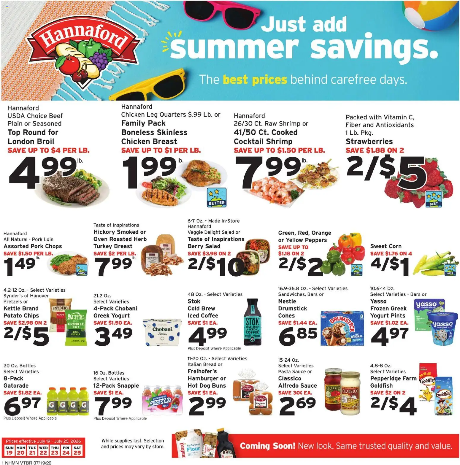 Hannaford Weekly Ad - valid from 07/19/2026 | Page: 1 | Products: Corn, Peppers, Pork, Pasta