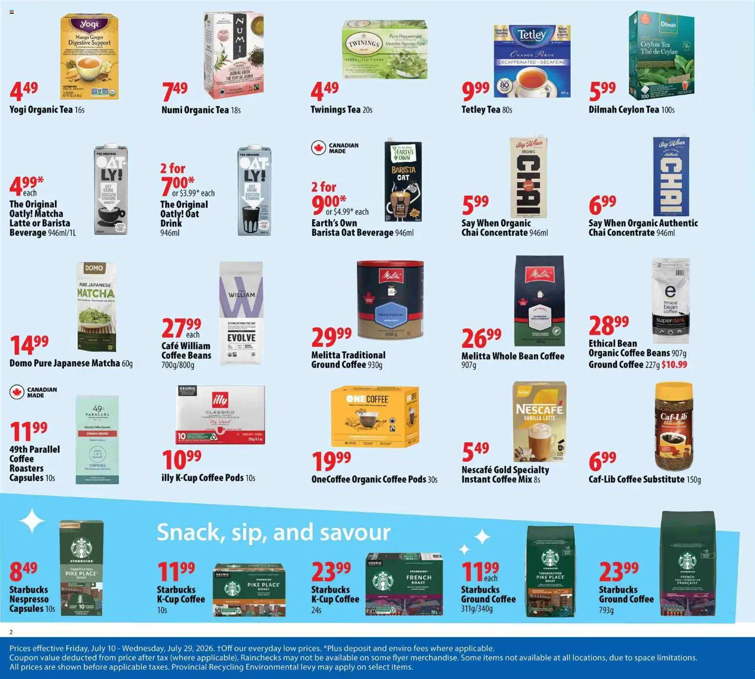 London Drugs flyer valid from Jul 10, 2026 | Page: 2 | Products: Tea, Coffee