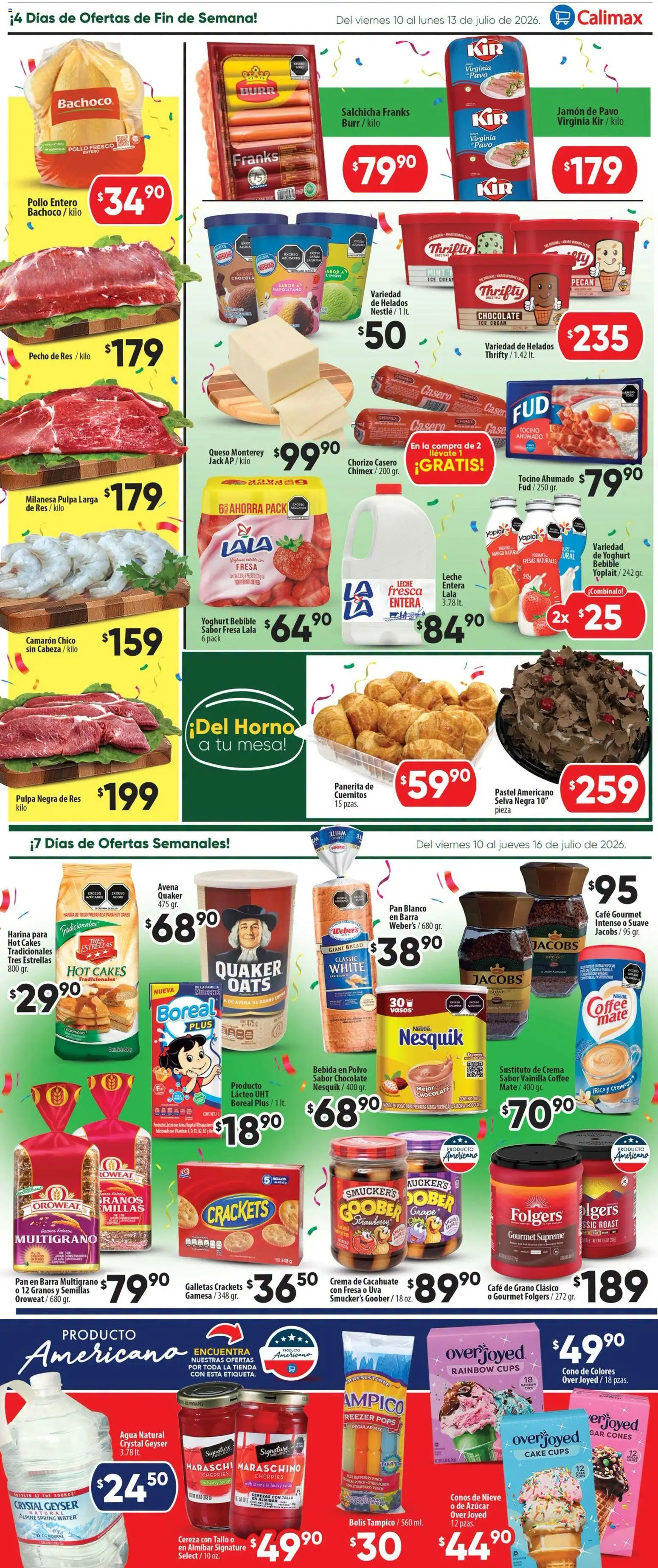 Nuevas ofertas de Calimax válidas en toda la República Mexicana desde el 10/07/2026. ¡Encuentra las mejores ofertas en Calimax folleto Ensenada! | Página: 2 | Productos: Crema, Chocolate, Res, Chorizo