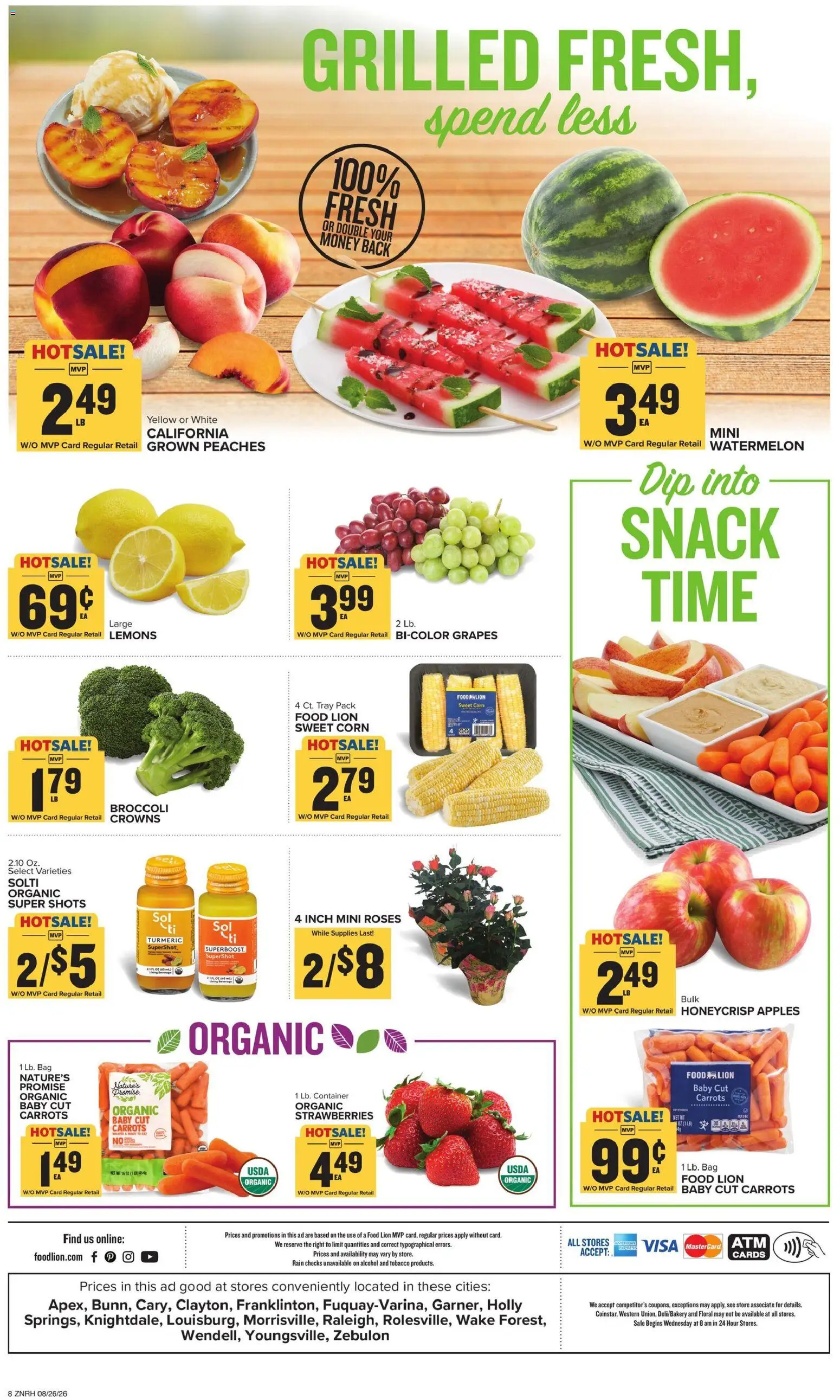 Food Lion Weekly Ad - valid from 08/26/2026 | Page: 2 | Products: Corn, Broccoli, Grapes, Bag