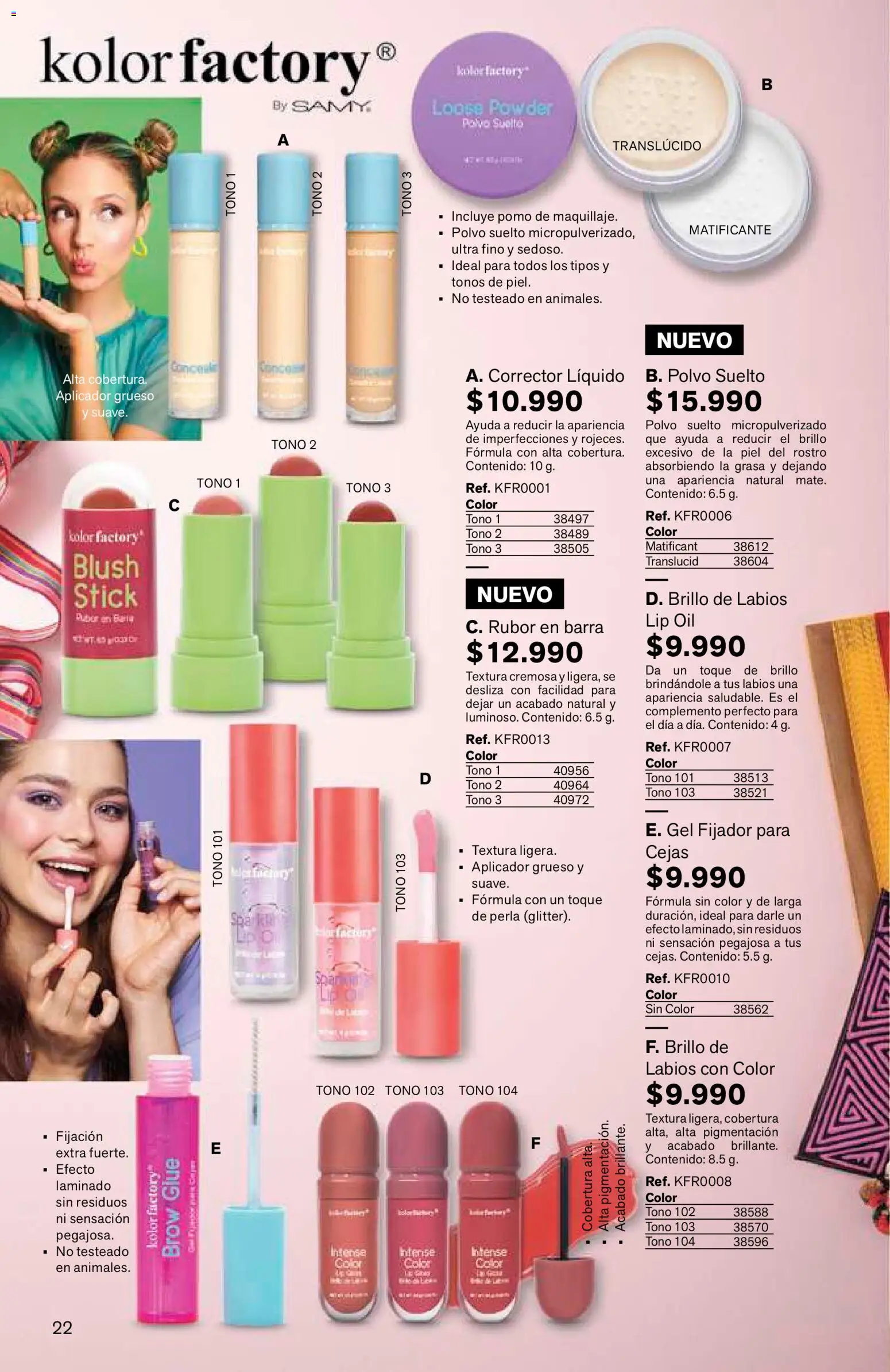 Leonisa revista - valida desde el 25/06/2026 | Página: 22 | Productos: Fijador, Polvo, Brillo de labios, Corrector