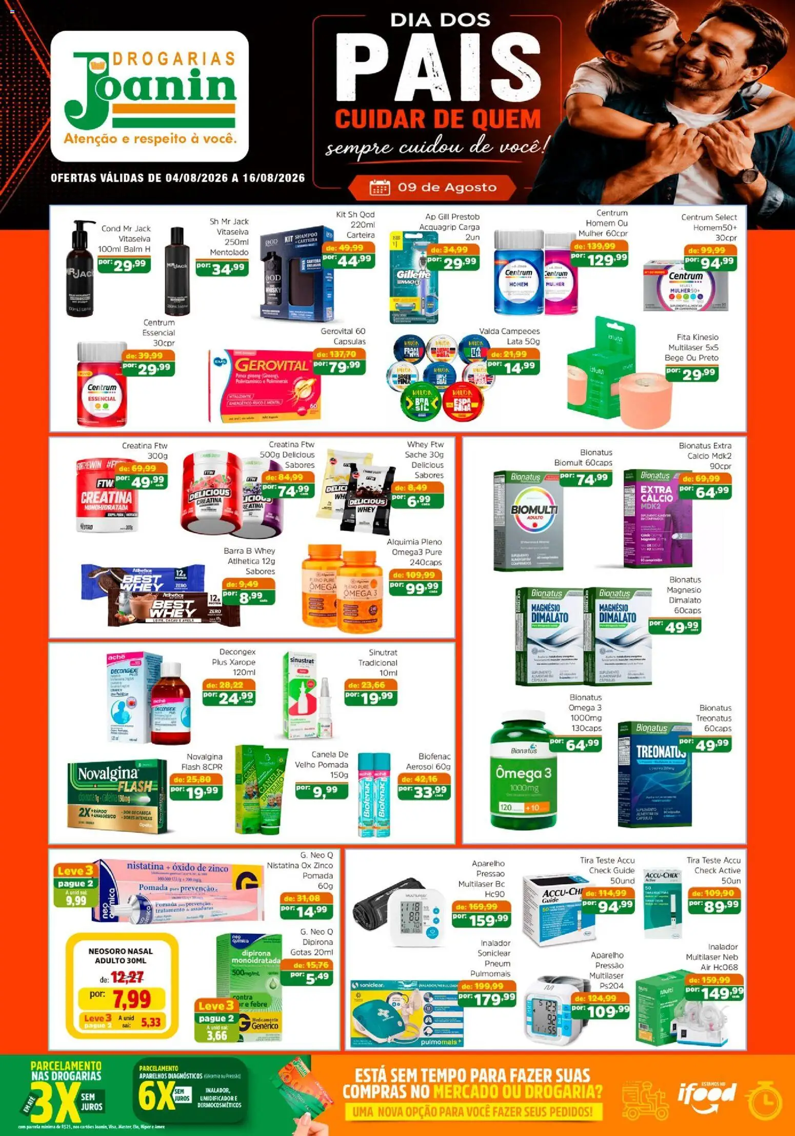 Supermercados Joanin Folheto - válido de 04/08/2026 | Página: 1 | Produtos: Shampoo, Ômega 3, Pomada, Xarope