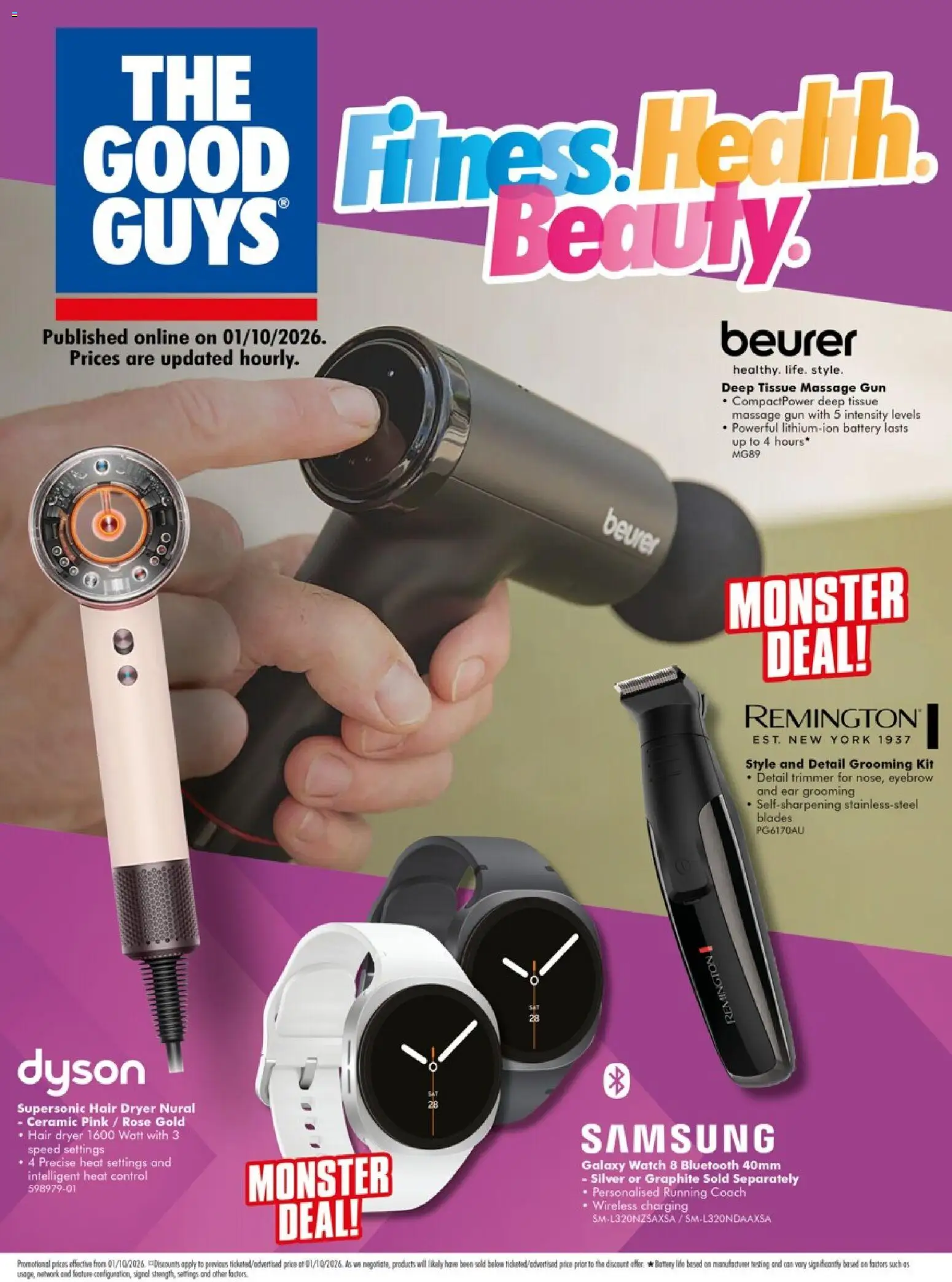 The Good Guys catalogue - valid from 01/10/2026 | Page: 1 | Products: Battery, Eyebrow, Watch, Hair dryer