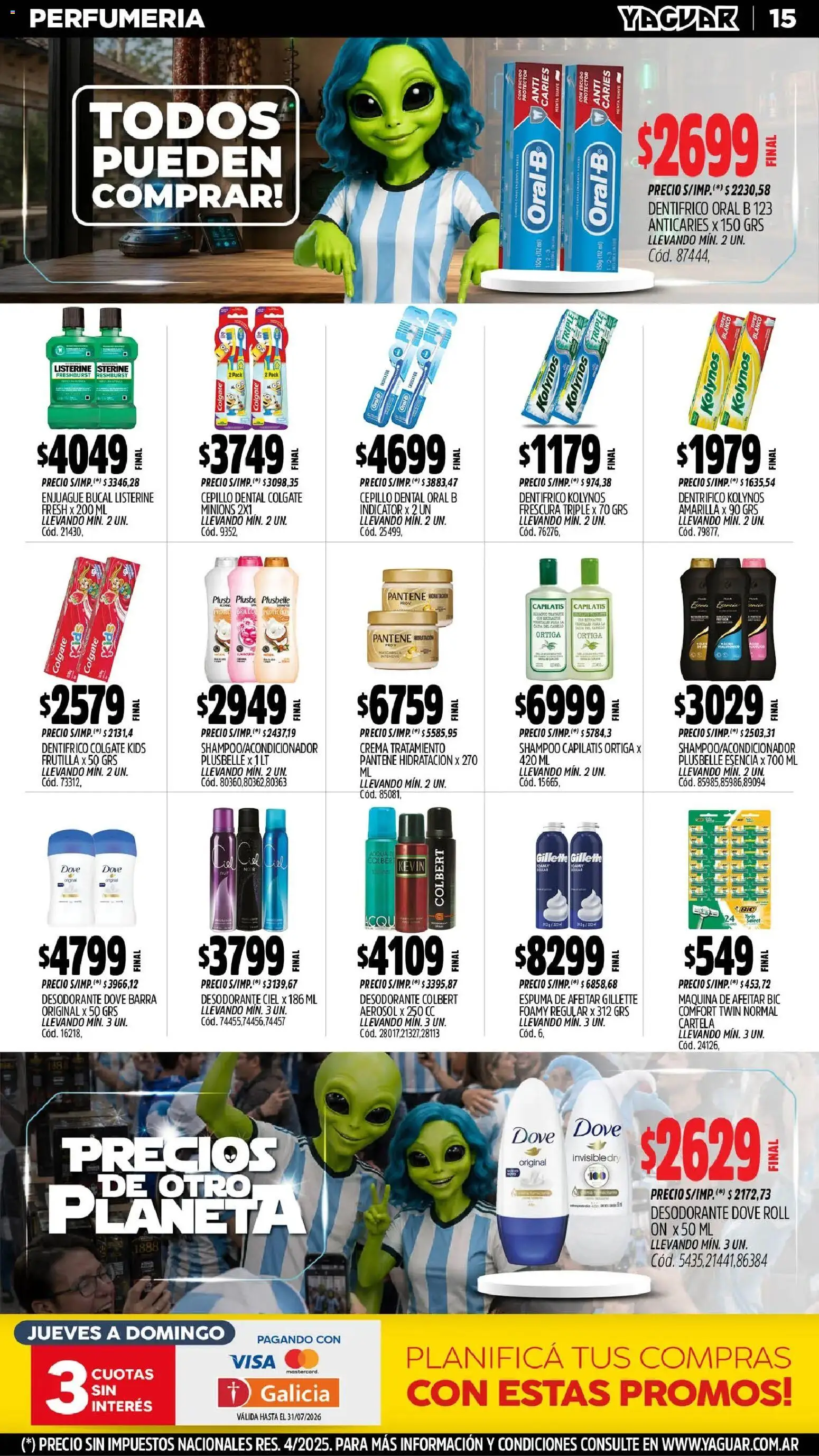 Yaguar - Oferta Semanal Mendoza │ válido desde el 29/06/2026 | Página: 15 | Productos: Cepillo, Desodorante, Enjuague bucal, Espuma