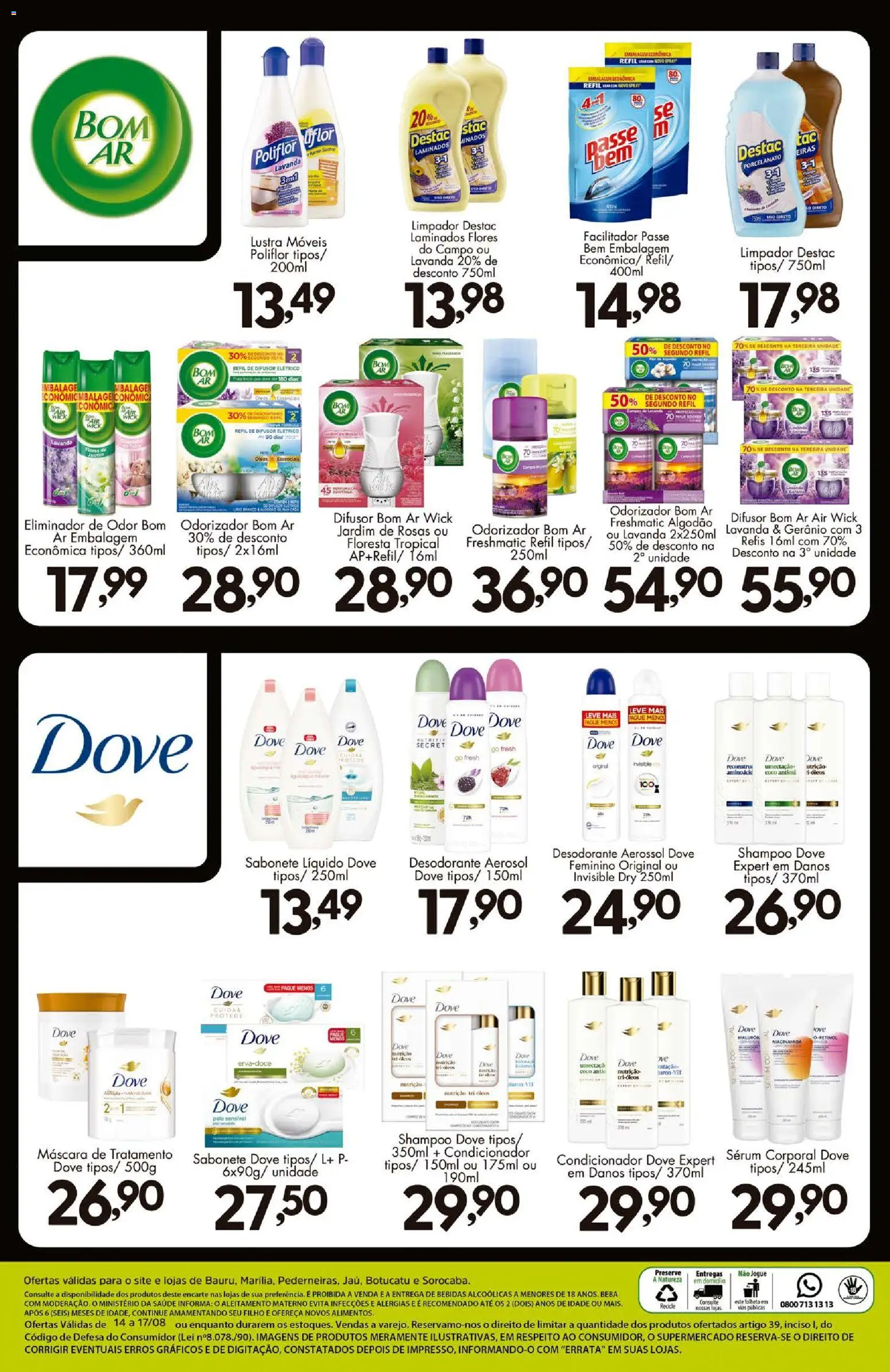 Confiança Folheto - válido de 14/08/2026 | Página: 9 | Produtos: Porcelanato, Bebidas, Algodão, Dove