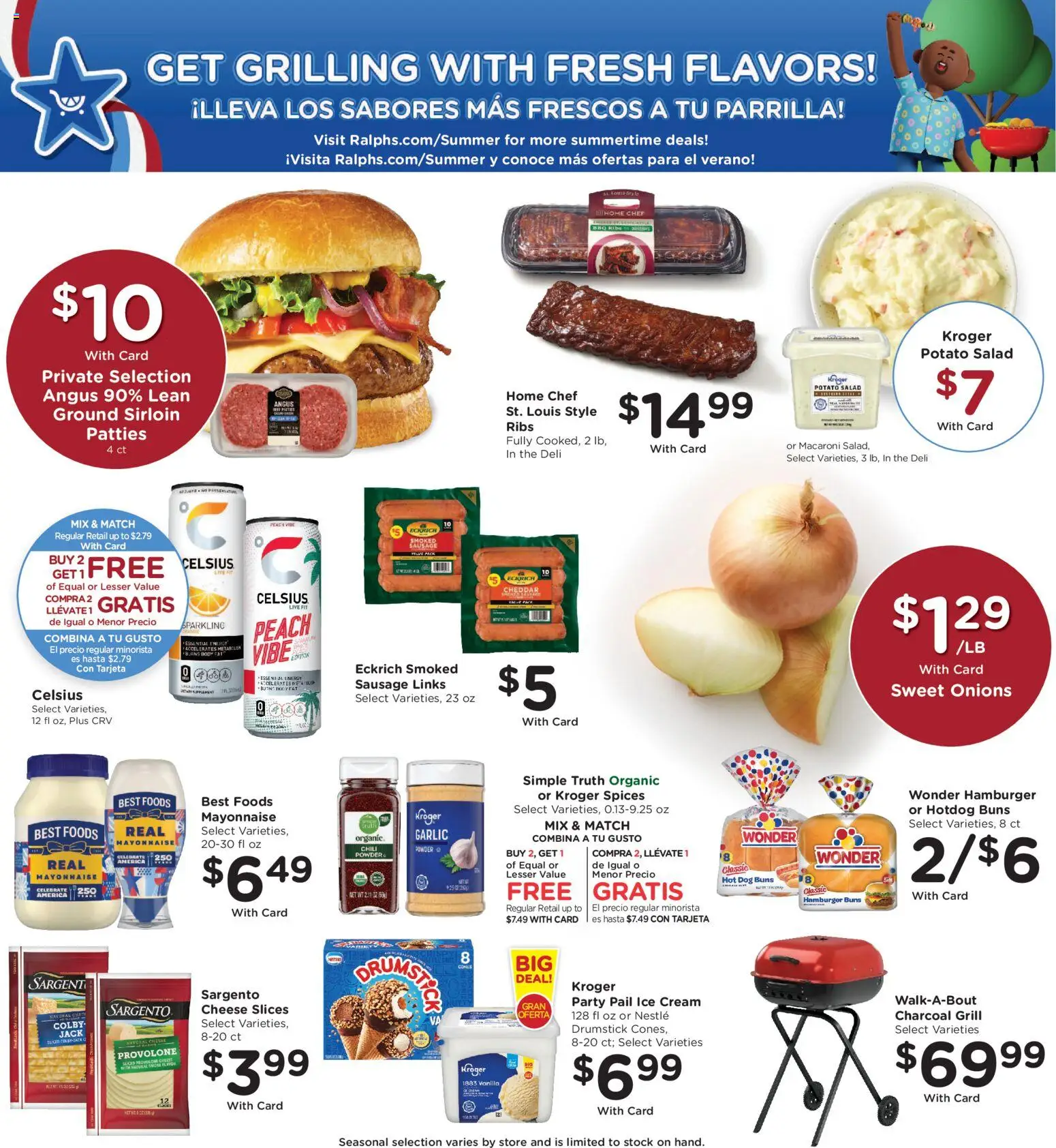 Ralphs Weekly Ad - valid from 07/08/2026 | Page: 5 | Products: Mayonnaise, Sausage, Peach, Grill