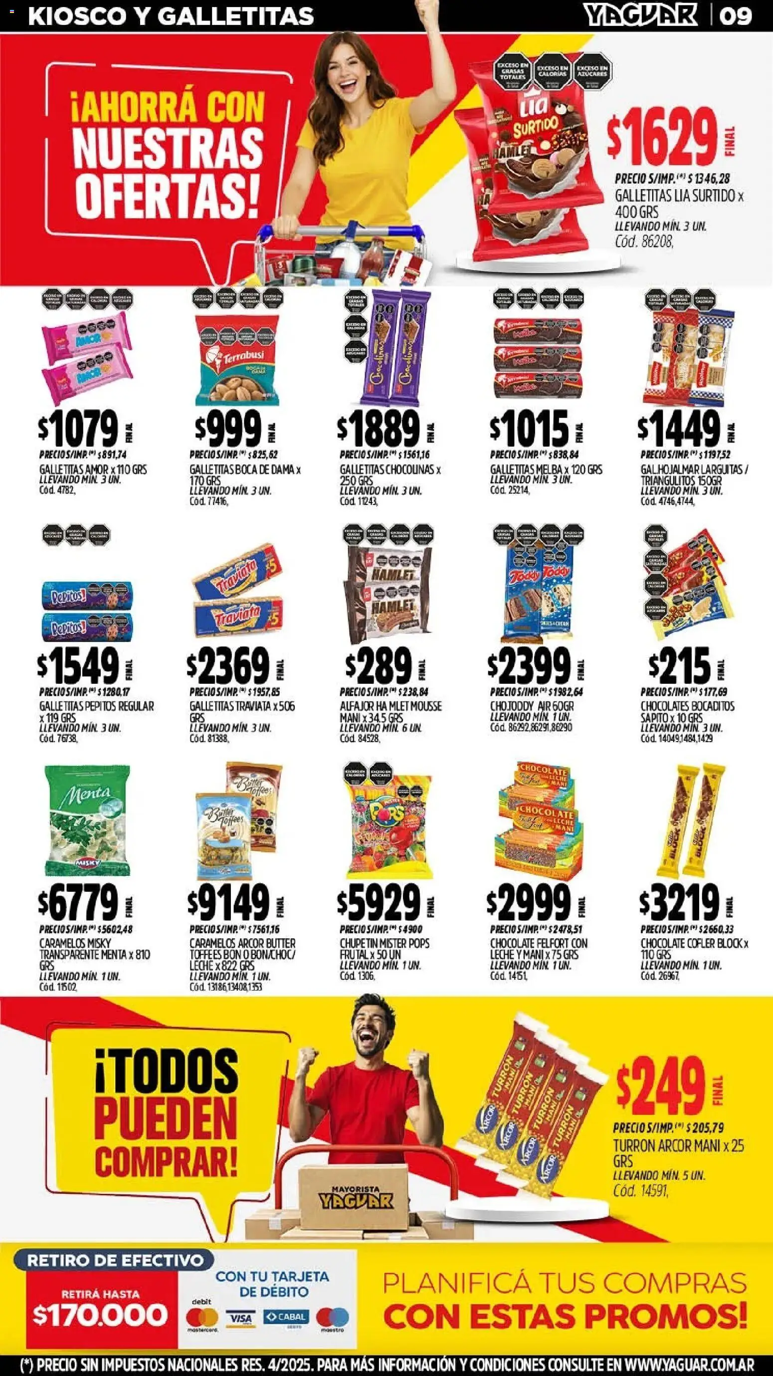 Yaguar - Oferta Semanal General Roca │ válido desde el 11.05.2026 | Página: 9 | Productos: Mani, Chocolate, Alfajor, Turrón