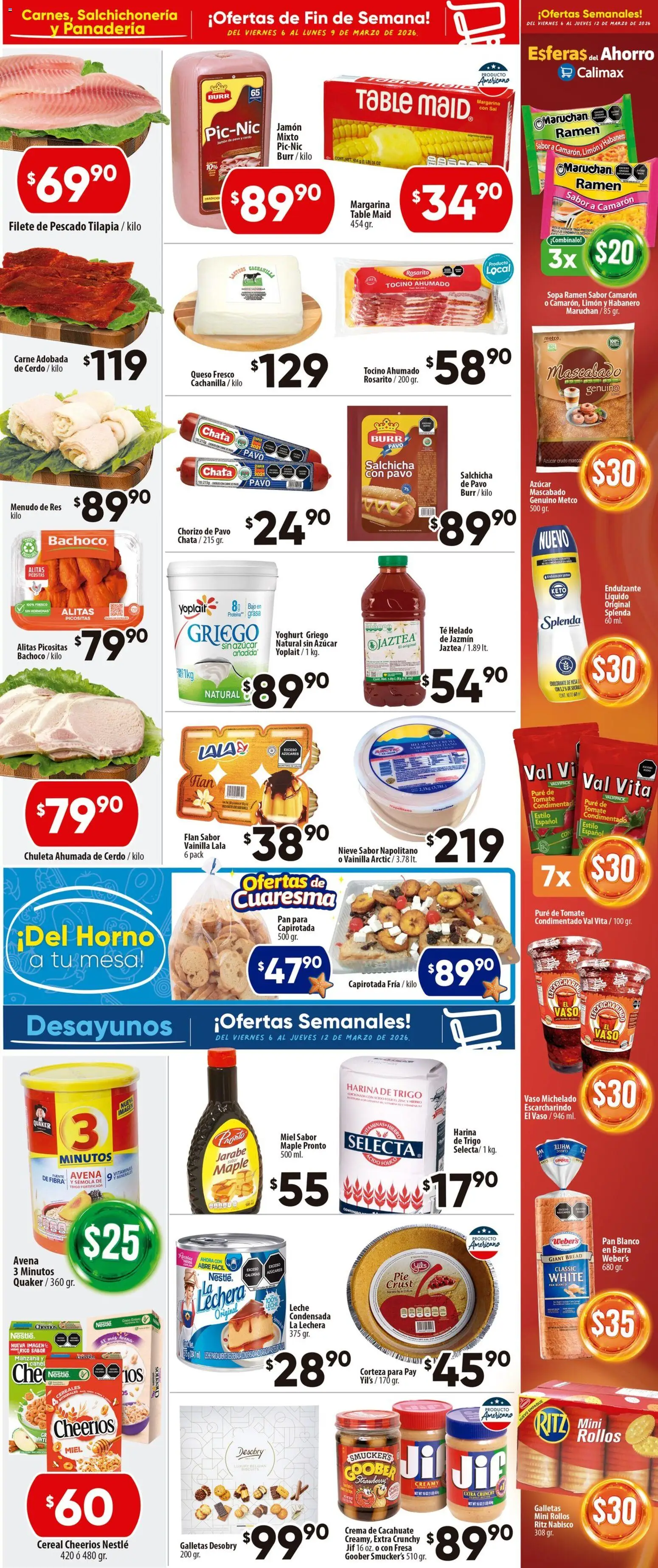 Nuevas ofertas de Calimax válidas en toda la República Mexicana desde el 06.03.2026. ¡Encuentra las mejores ofertas en Calimax folleto Mexicali y SLRC! | Página: 2 | Productos: Queso, Pan, Helado, Panadería