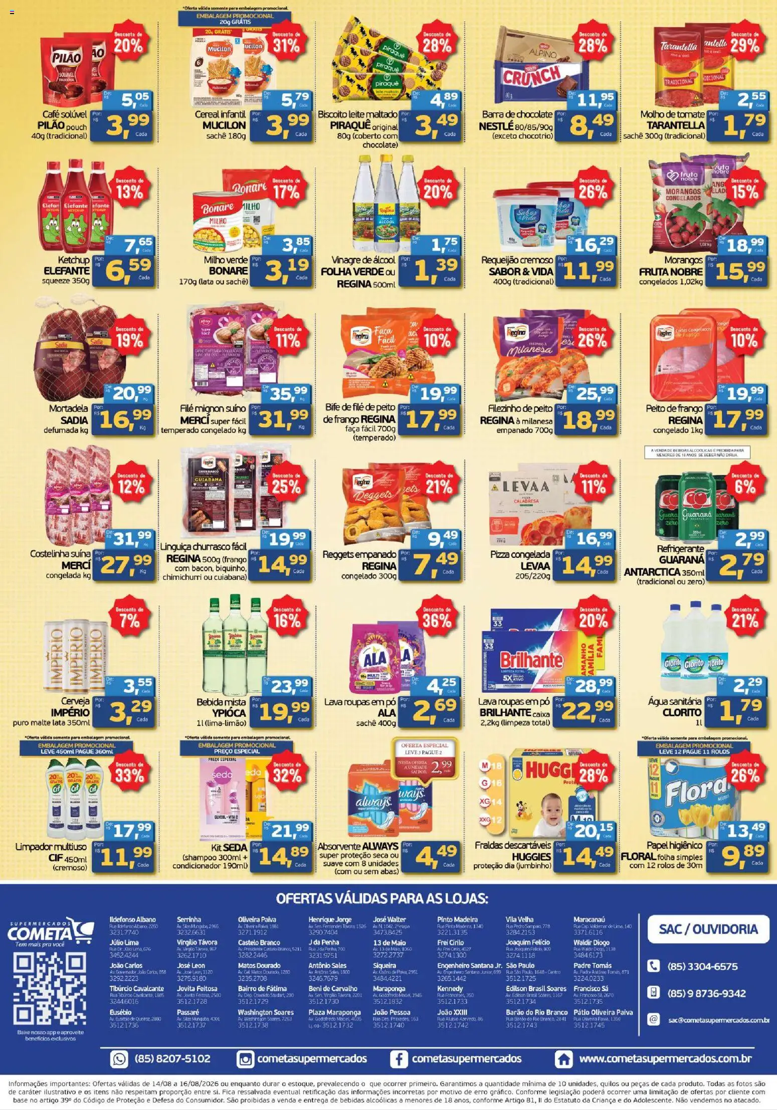 Cometa Supermercados Folheto - válido de 14/08/2026 | Página: 2 | Produtos: Linguiça, Maiô, Barra de chocolate, Frango
