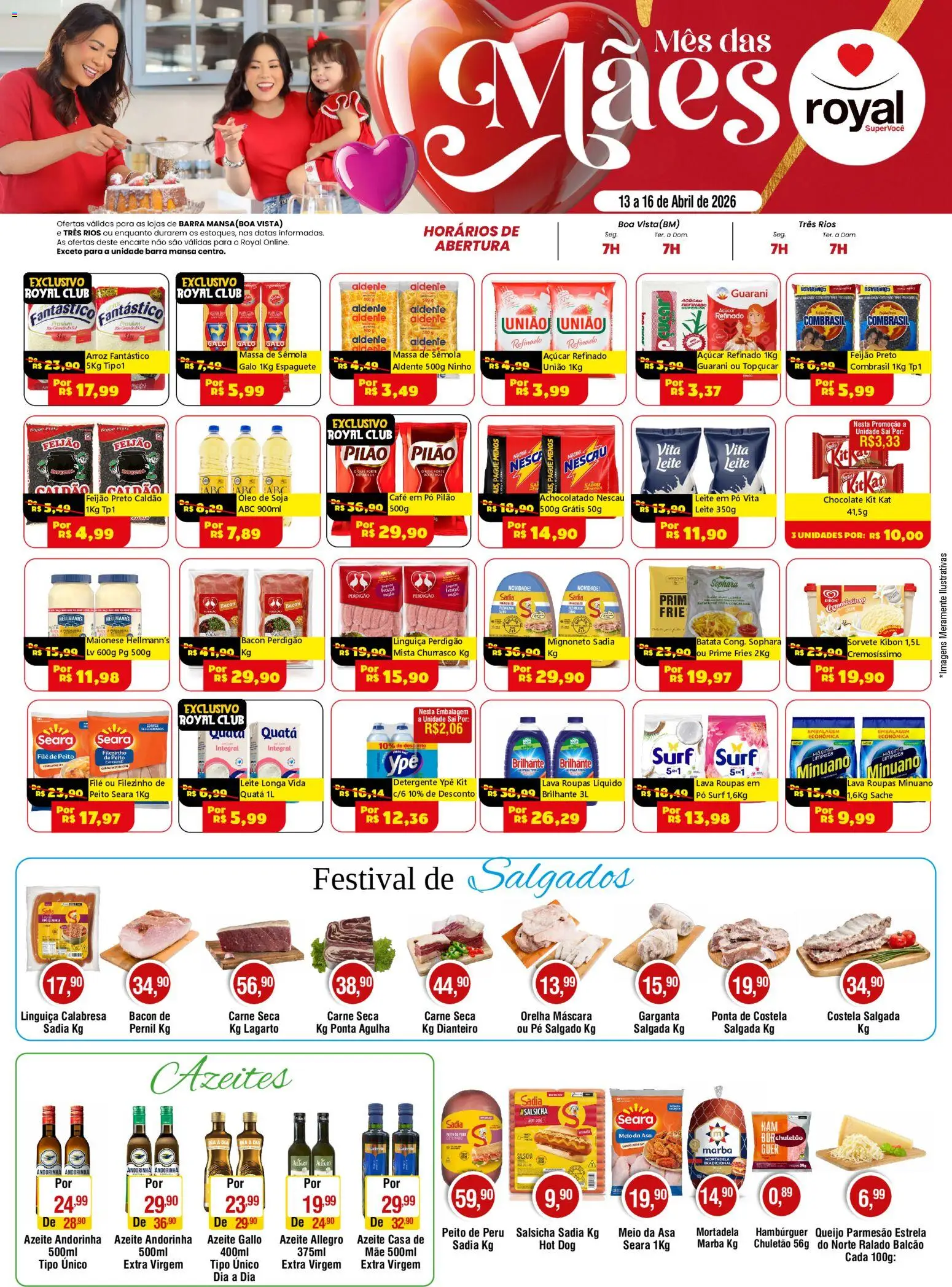 Royal Supermercados Folheto - válido de 13.04.2026 | Página: 1 | Produtos: Pernil, Mortadela, Parmesão, Hambúrguer