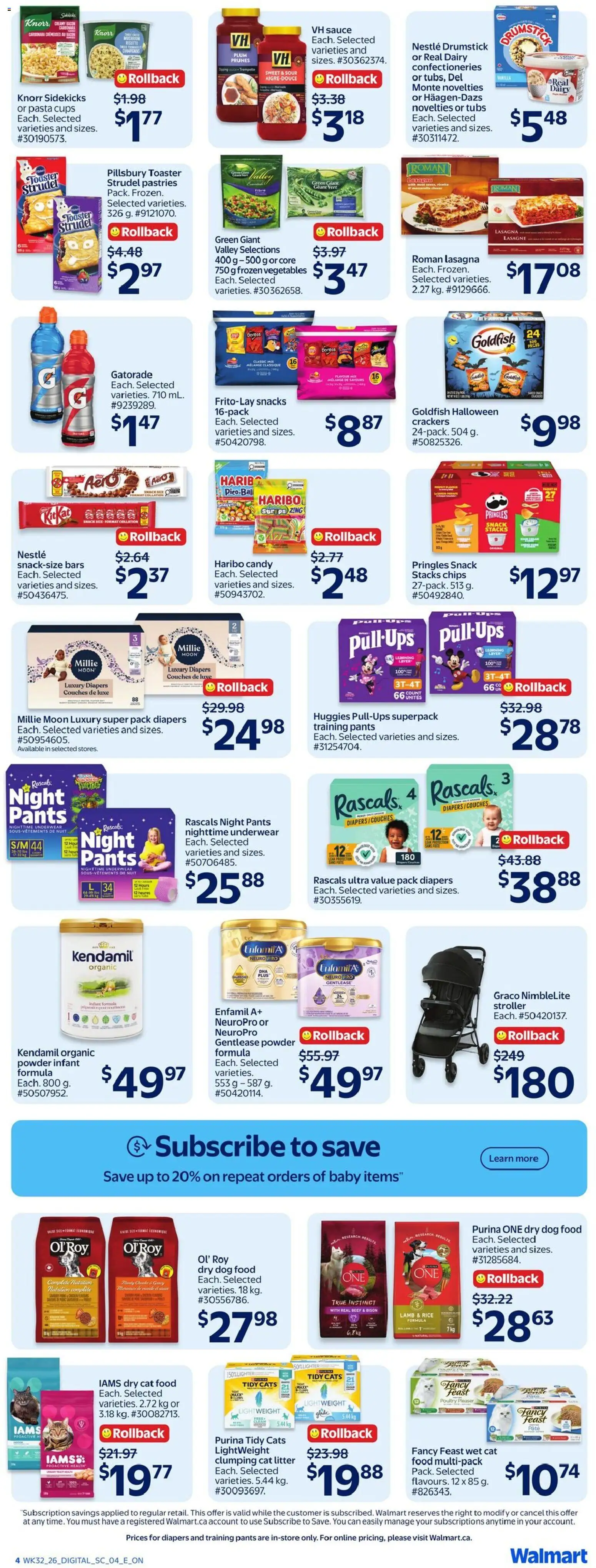 Walmart flyer valid from Sep 3, 2026 | Page: 8 | Products: Frozen vegetables, Sports drink, Snacks, Pants