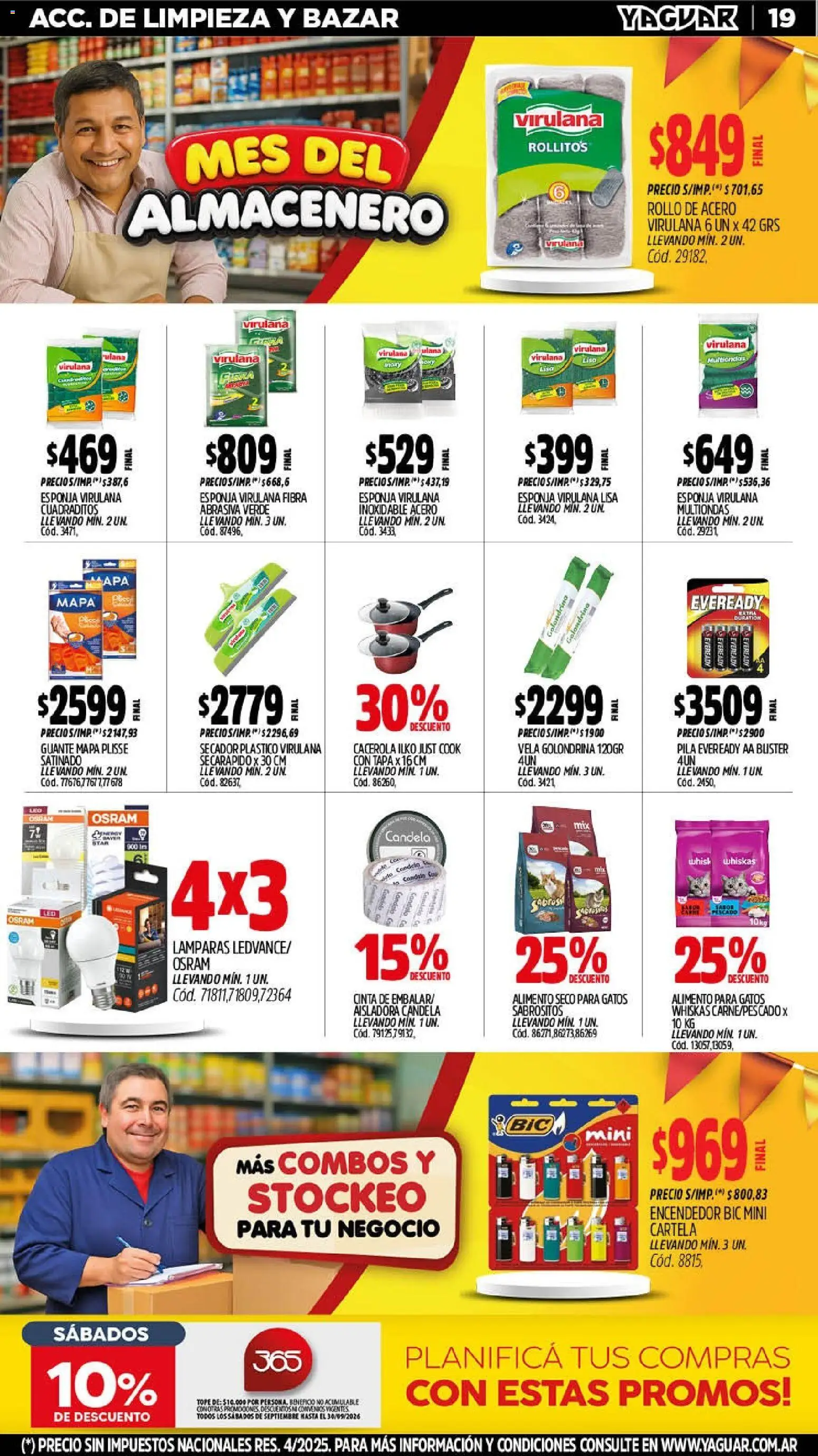 Yaguar - Oferta Semanal Córdoba │ válido desde el 14/09/2026 | Página: 19 | Productos: Encendedor, Guante, Esponja, Lámparas