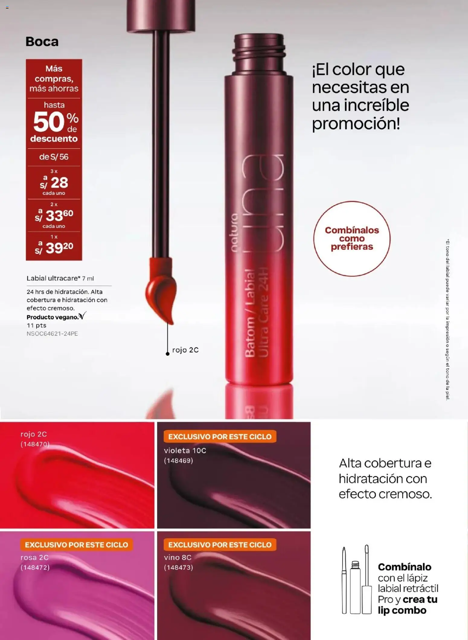 Catálogo Natura válido desde 31/03/2026 | Página: 77 | Productos: Lápiz labial, Vino