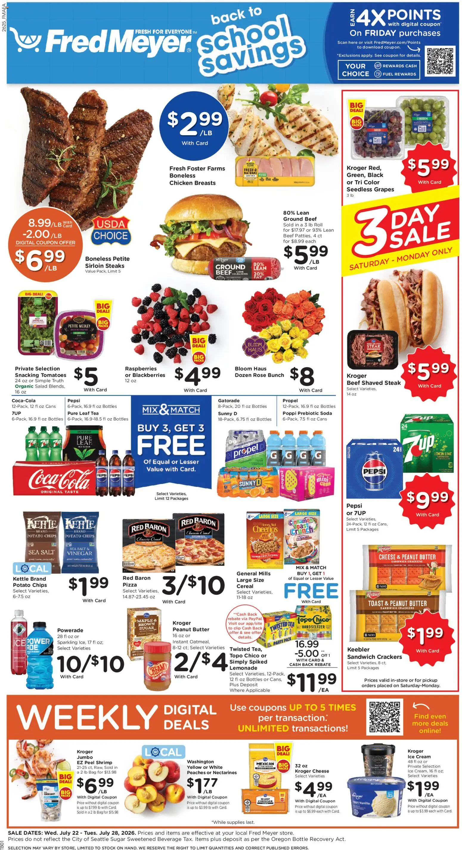 Fred Meyer Weekly Ad - valid from 07/22/2026 | Page: 1 | Products: Tomatoes, Salt, Lemon, Grapes