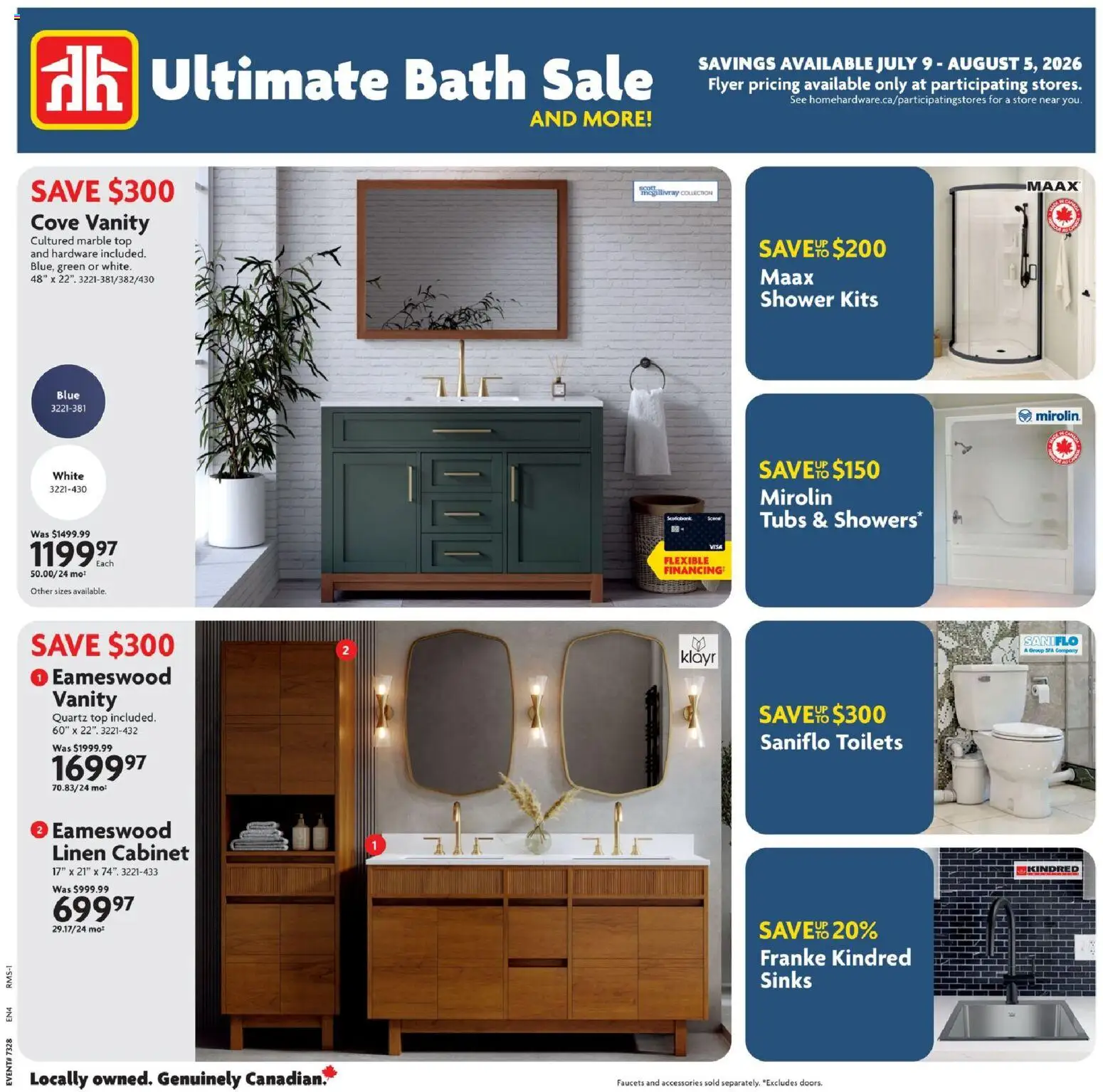 Home Hardware flyer valid from Jul 9, 2026 | Page: 1 | Products: Cabinet, Bath, Shower