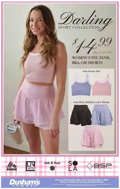 Preview of Dunham's Sports weekly ads valid from 02.05.2026 | Page: 3 | Products: Shorts, Bra