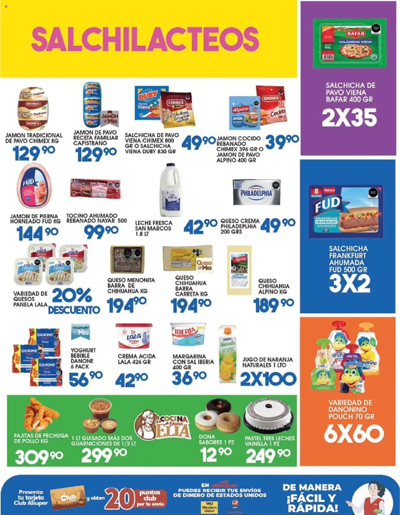 Nuevas ofertas de Alsuper válidas en toda la República Mexicana desde el 24.05.2026. ¡Encuentra las mejores ofertas en Alsuper folleto Durango! | Página: 3 | Productos: Jamón cocido, Sal, Salchicha, Pastel