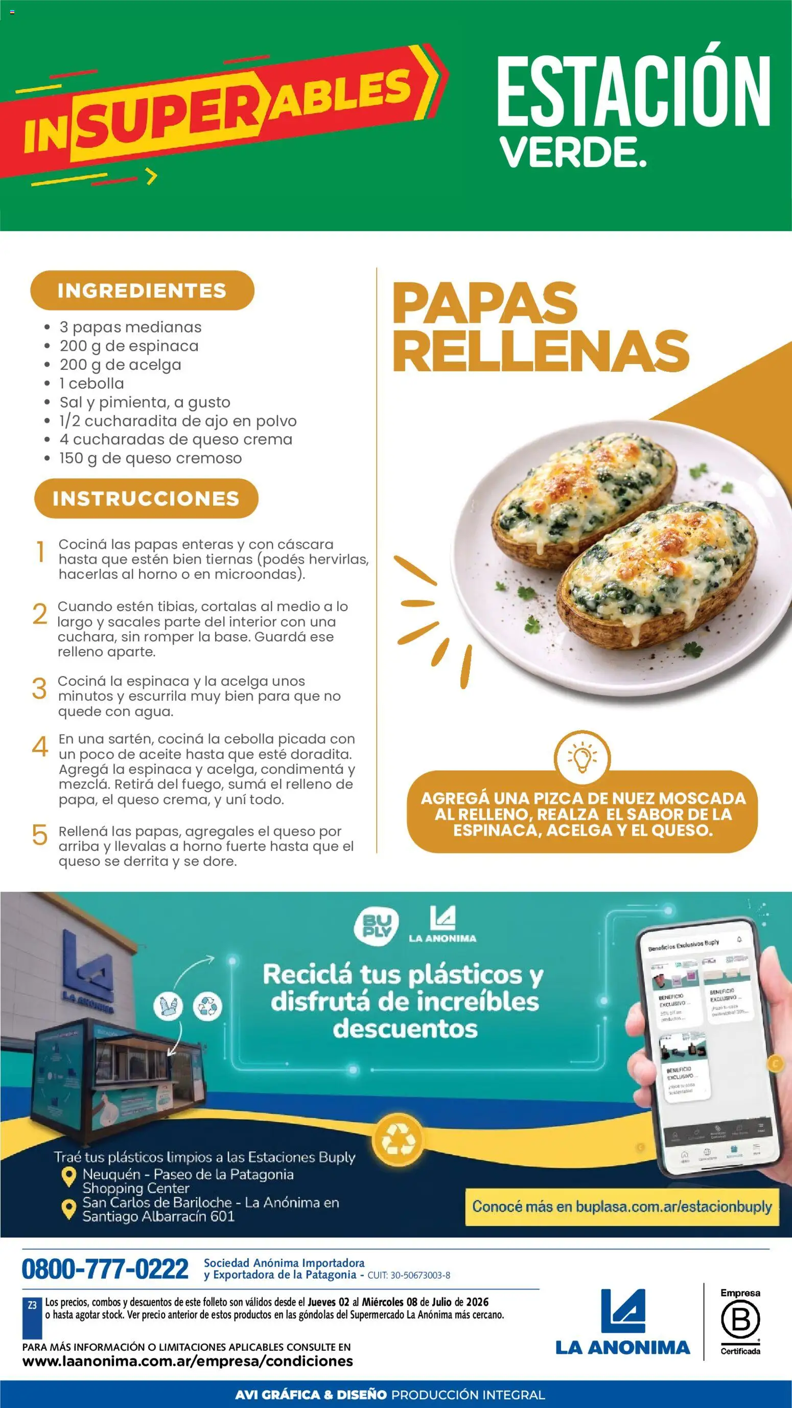 La Anonima catálogo │ válido desde el 02/07/2026 | Página: 8 | Productos: Aceite, Sal, Ajo, Espinaca