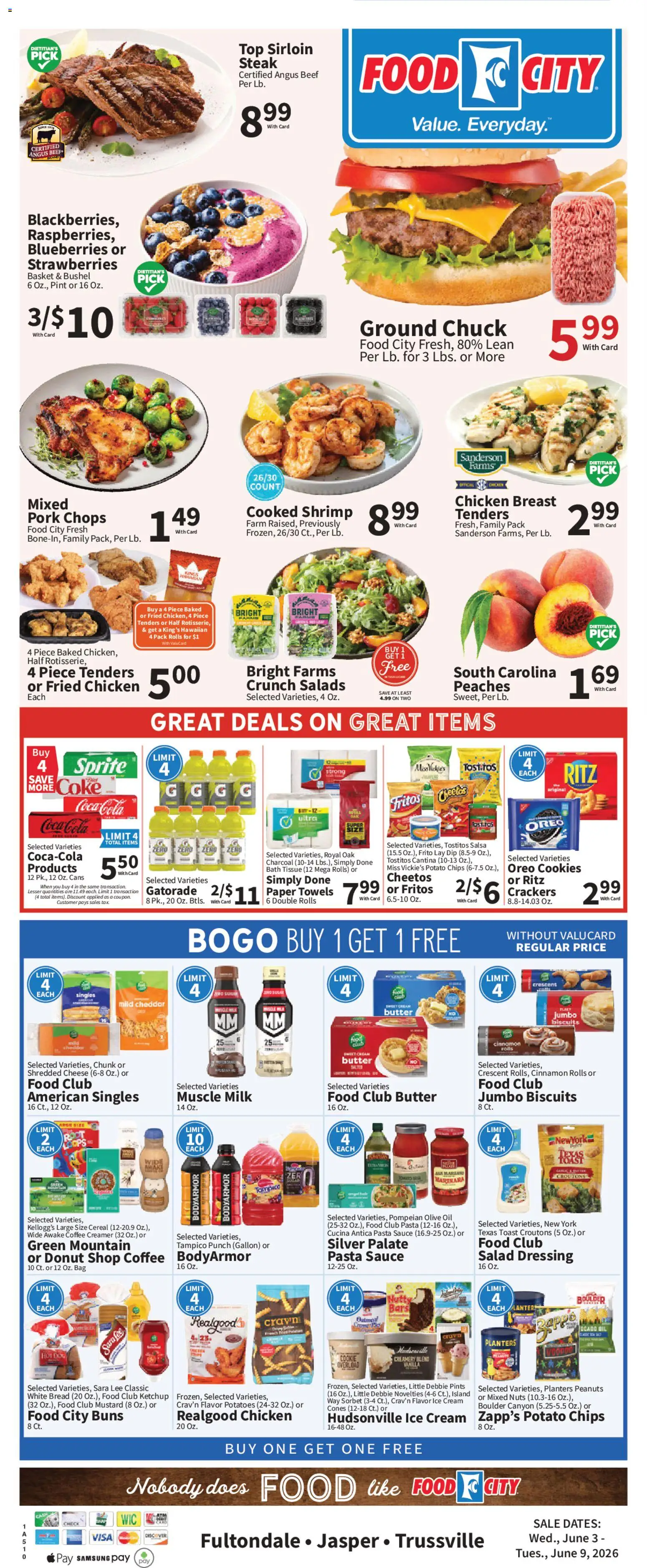 Food City Weekly Ad - valid from 06/03/2026 | Page: 4 | Products: Butter, Cheese, Ketchup, Potatoes