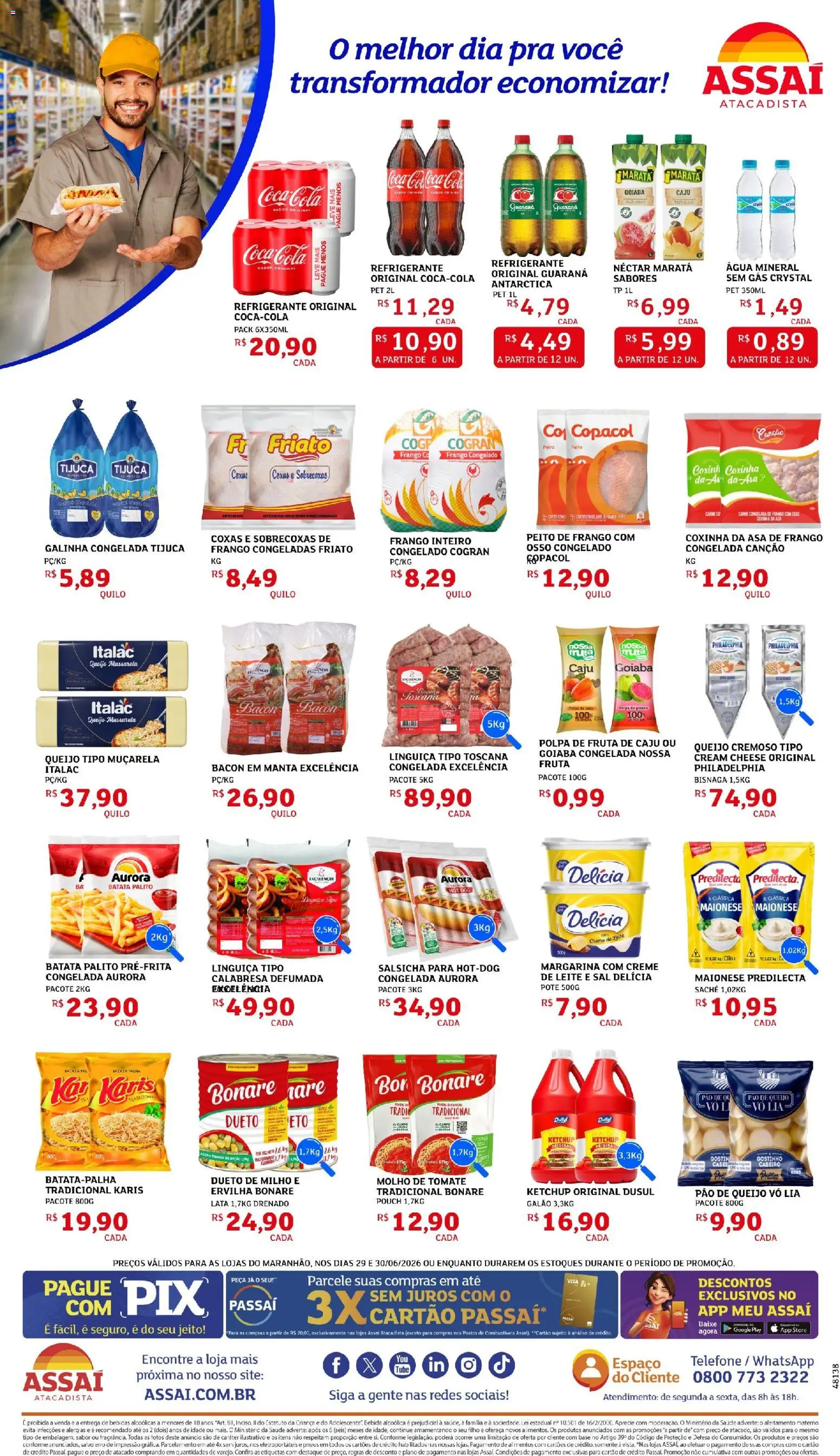 Assaí Atacadista Folheto - válido de 29/06/2026 | Página: 2 | Produtos: Caju, Ervilha, Asa de frango, Batata palha