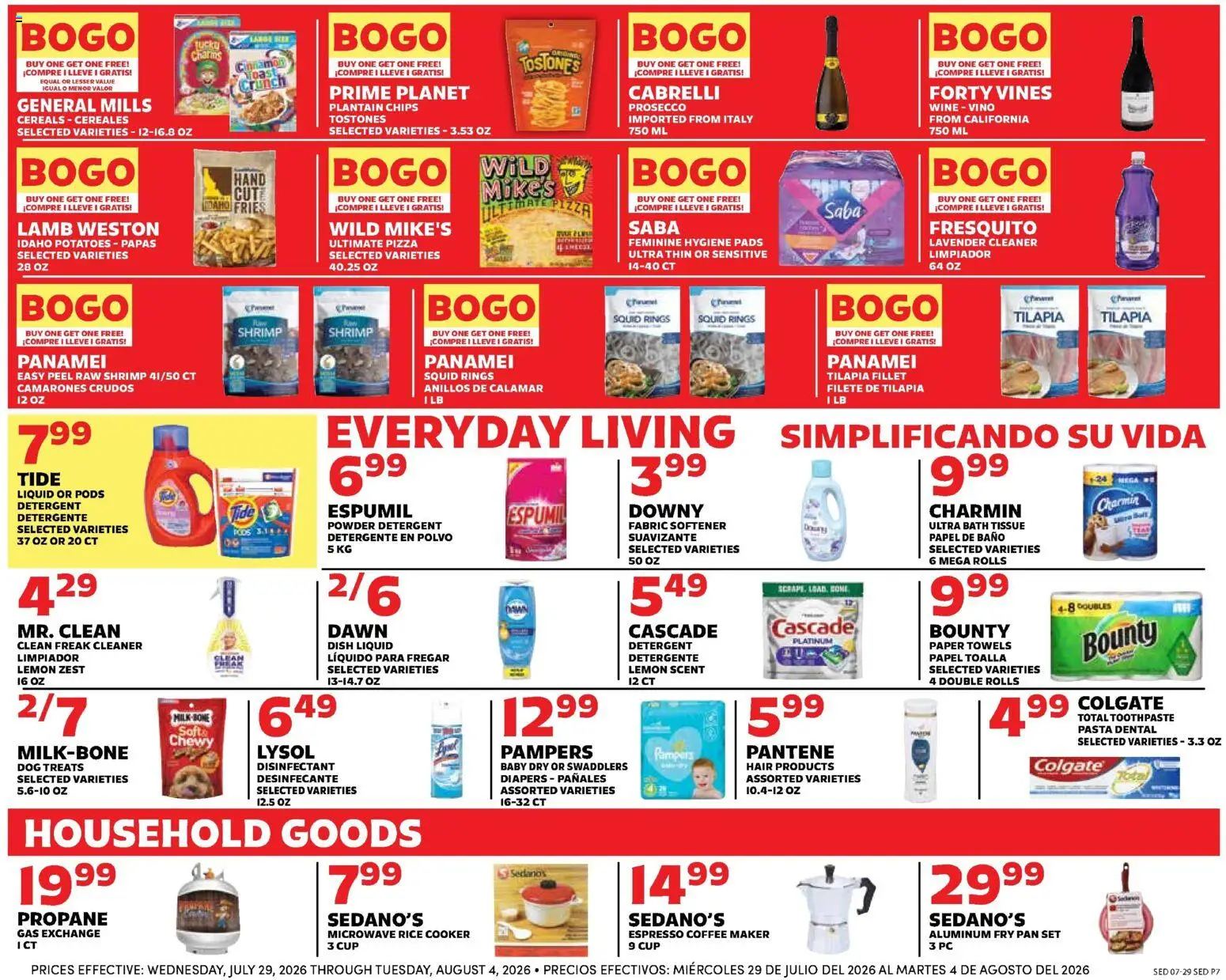 Sedano's Weekly Ad - valid from 07/29/2026 | Page: 7 | Products: Pan, Fabric softener, Pads, Coffee maker