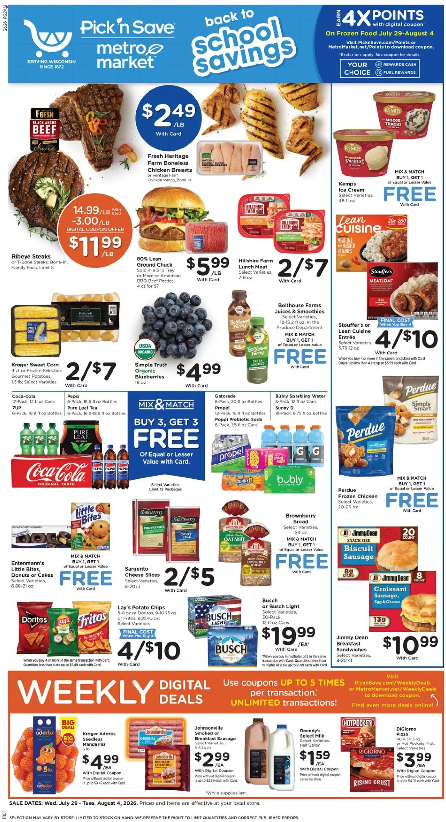 Pick ‘n Save Weekly Ad - valid from 07/29/2026 | Page: 1 | Products: Mandarins, Bread, Chips, Water