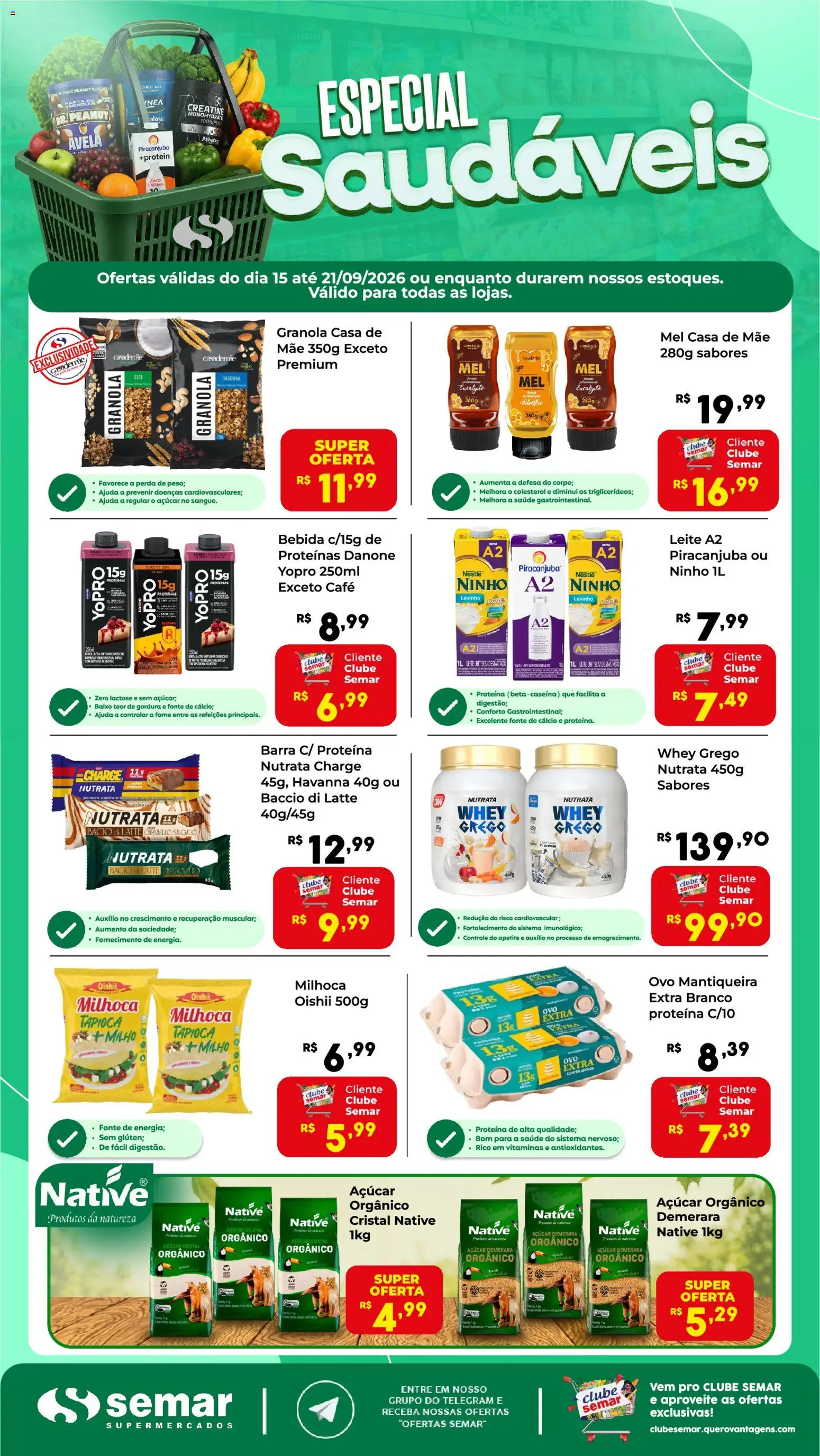 Semar Supermercado Folheto - válido de 15/09/2026 | Página: 1 | Produtos: Tapioca, Mel, Açúcar, Milho