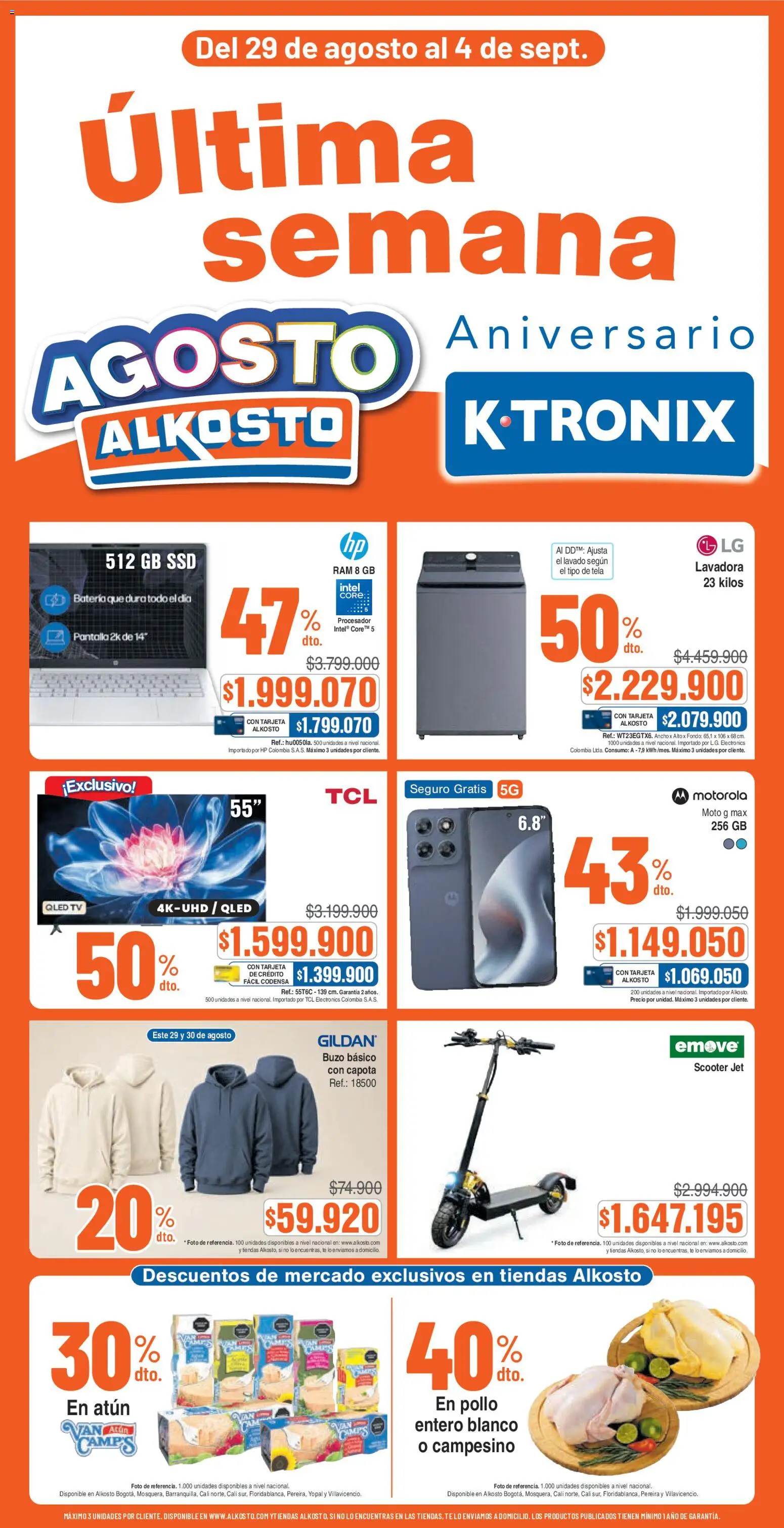 Alkosto revista - valida desde el 29/08/2026 | Página: 1 | Productos: Té, Lavadora, Buzo, Batería