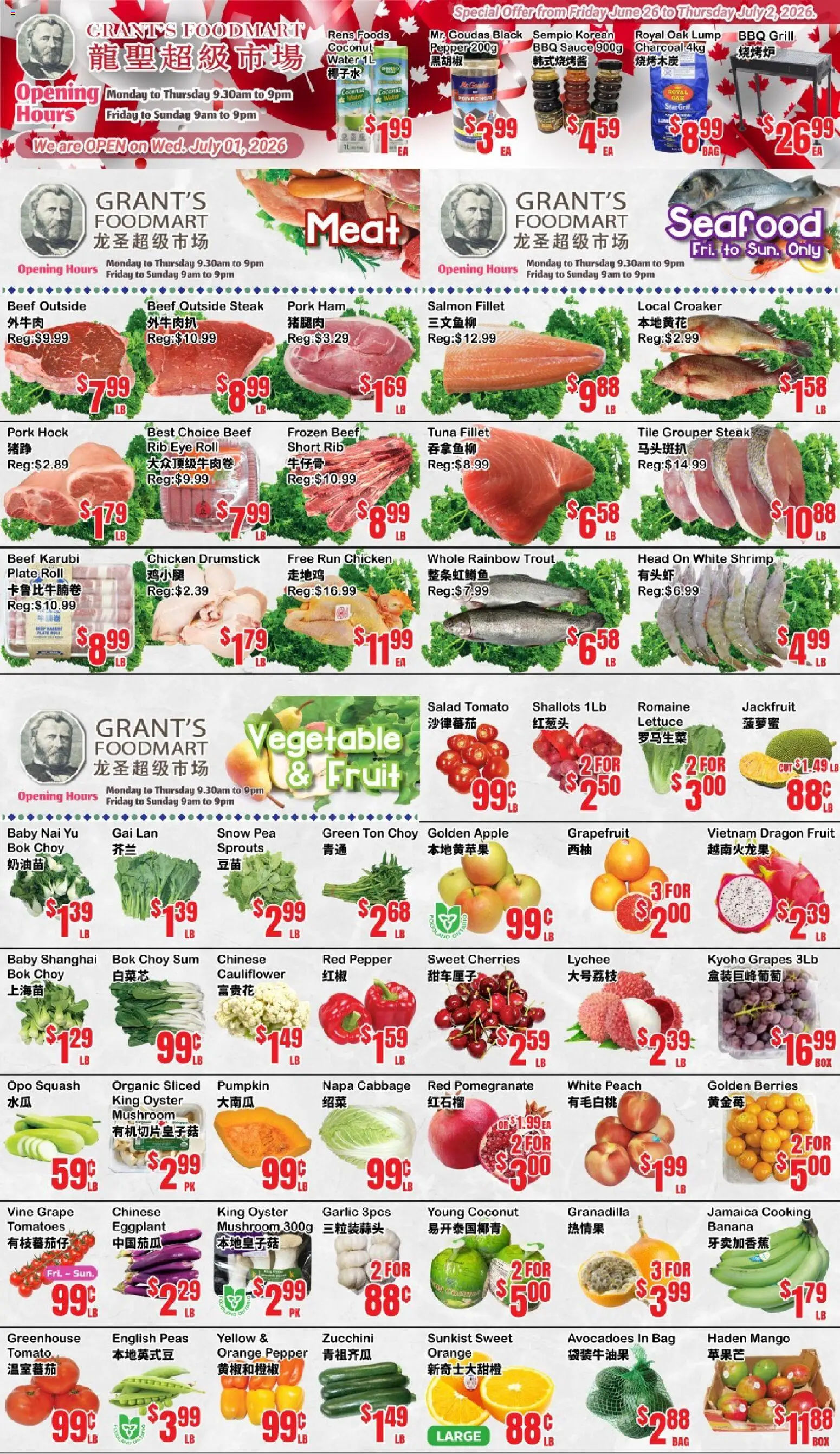 Oceans flyer valid from Jun 26, 2026 | Page: 2 | Products: Bag, Grill, Pumpkin, Tomatoes