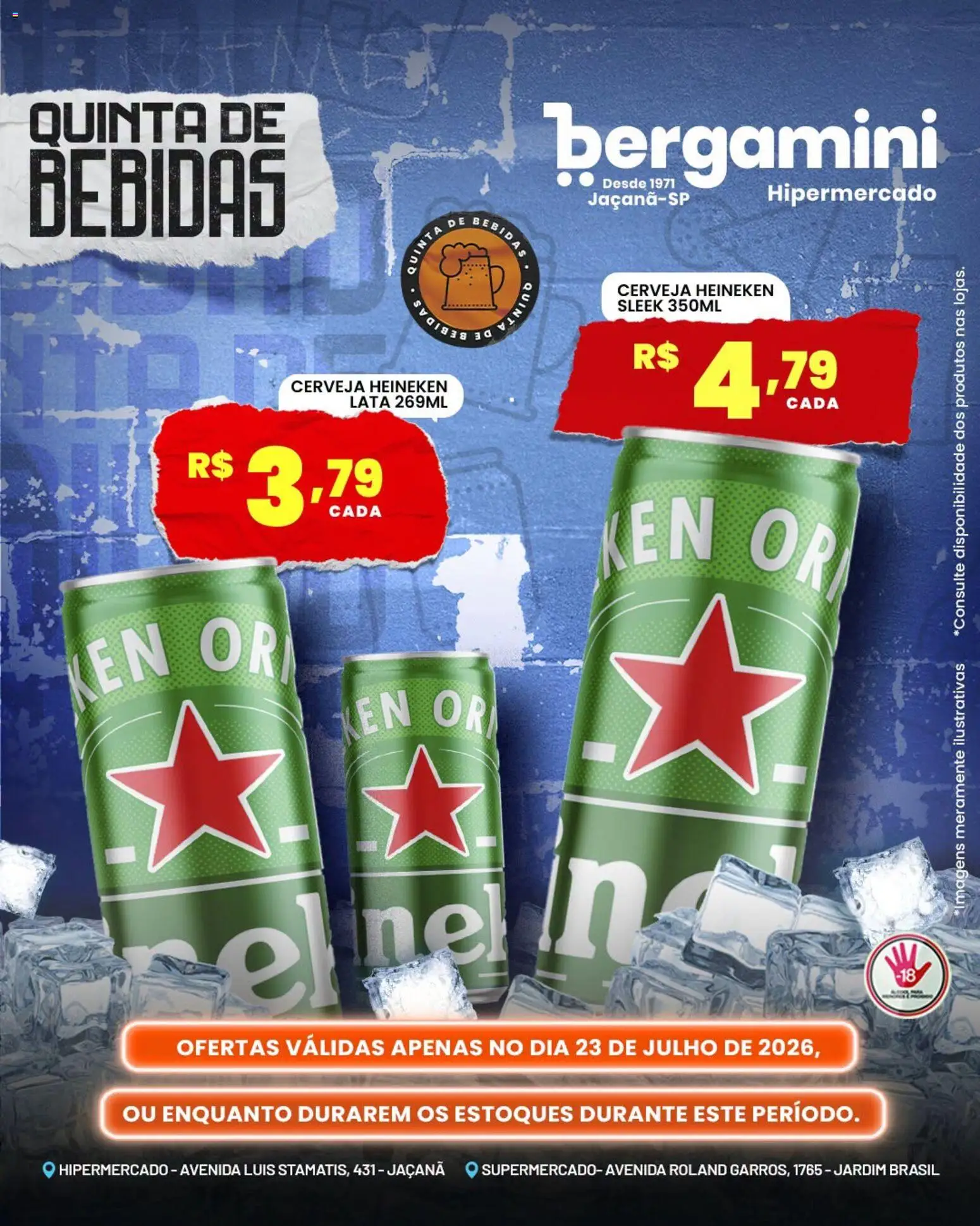 Supermercado Bergamini Folheto - válido de 23/07/2026 | Página: 2 | Produtos: Cerveja, Cerveja Heineken, Bebida, Tinta