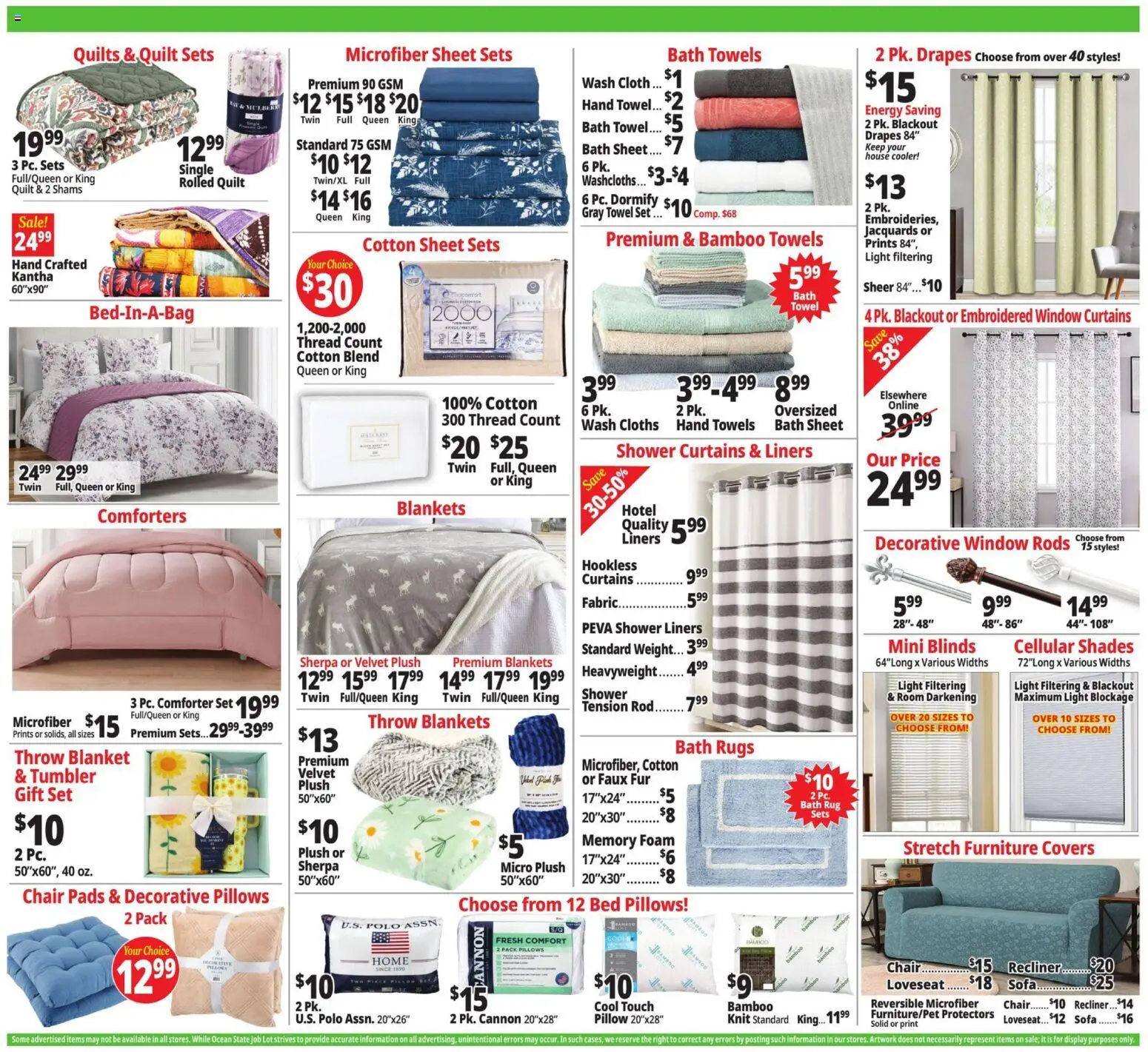 Ocean State Job Lot Weekly Ad - valid from 07/09/2026 | Page: 9 | Products: Pillow, Blanket, Chair, Loveseat