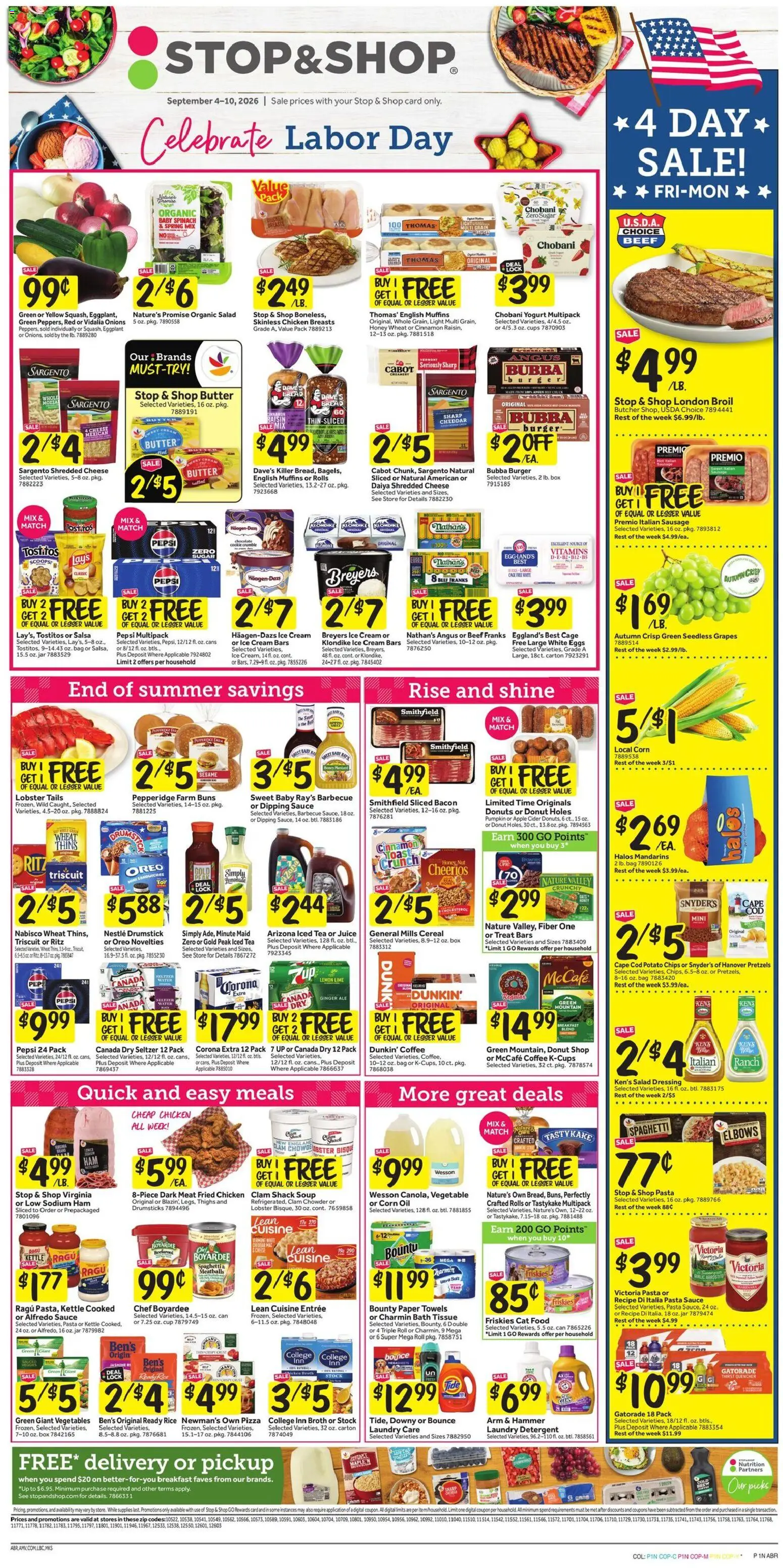 Stop & Shop Weekly Ad - valid from 09/04/2026 | Page: 1 | Products: Spinach, Meat, Pizza, Vegetables